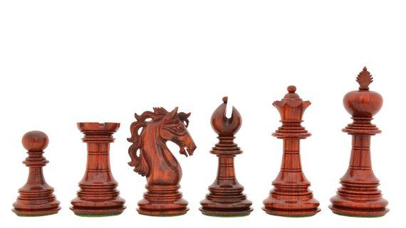 4.4" King Charles Redwood & Boxwood Luxury Chess Pieces - Image 3