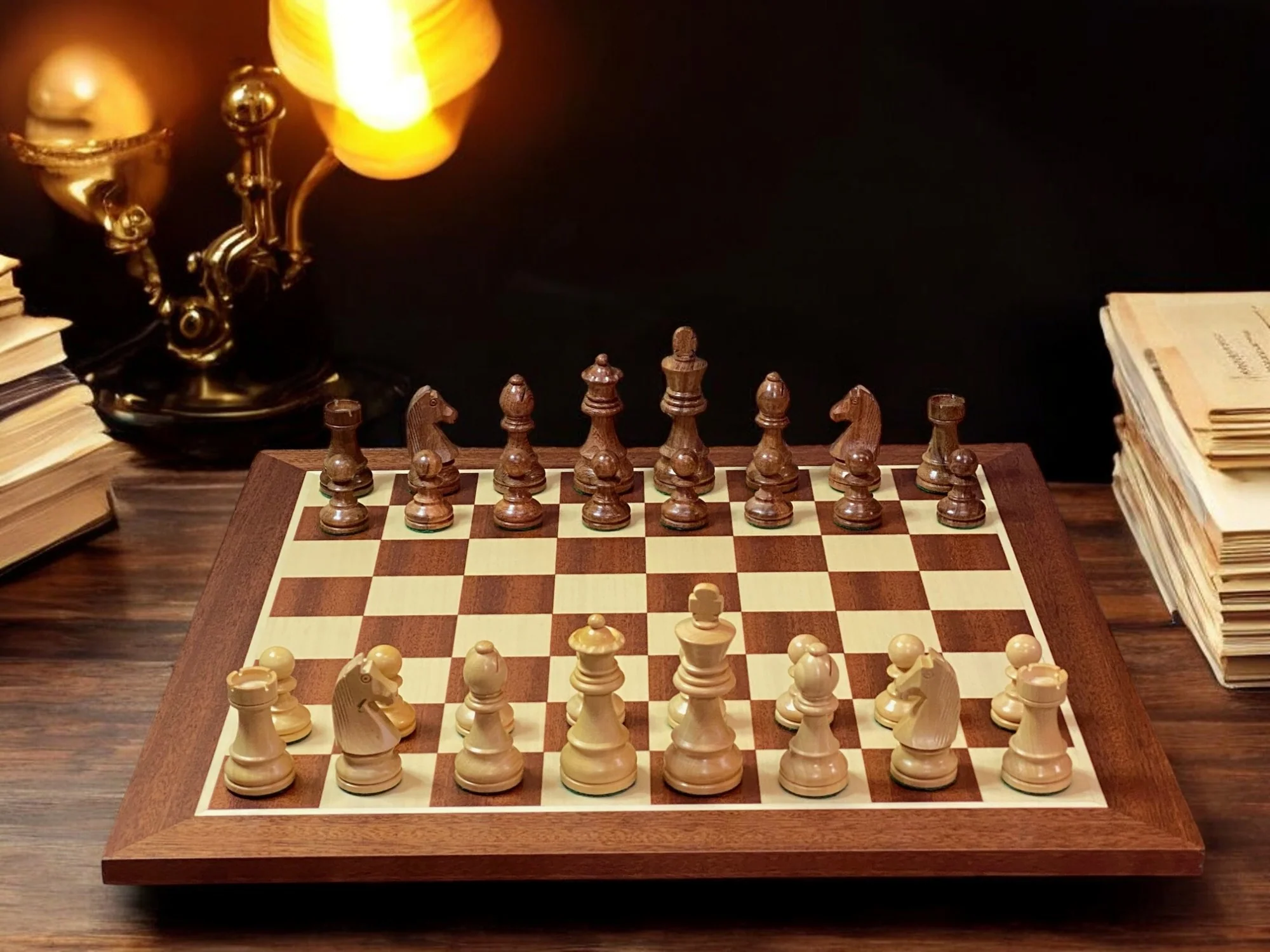 Chess Masters - The Endgame 3.75” Classic Acacia Pieces 19" Mahogany Board & Box - Image 2