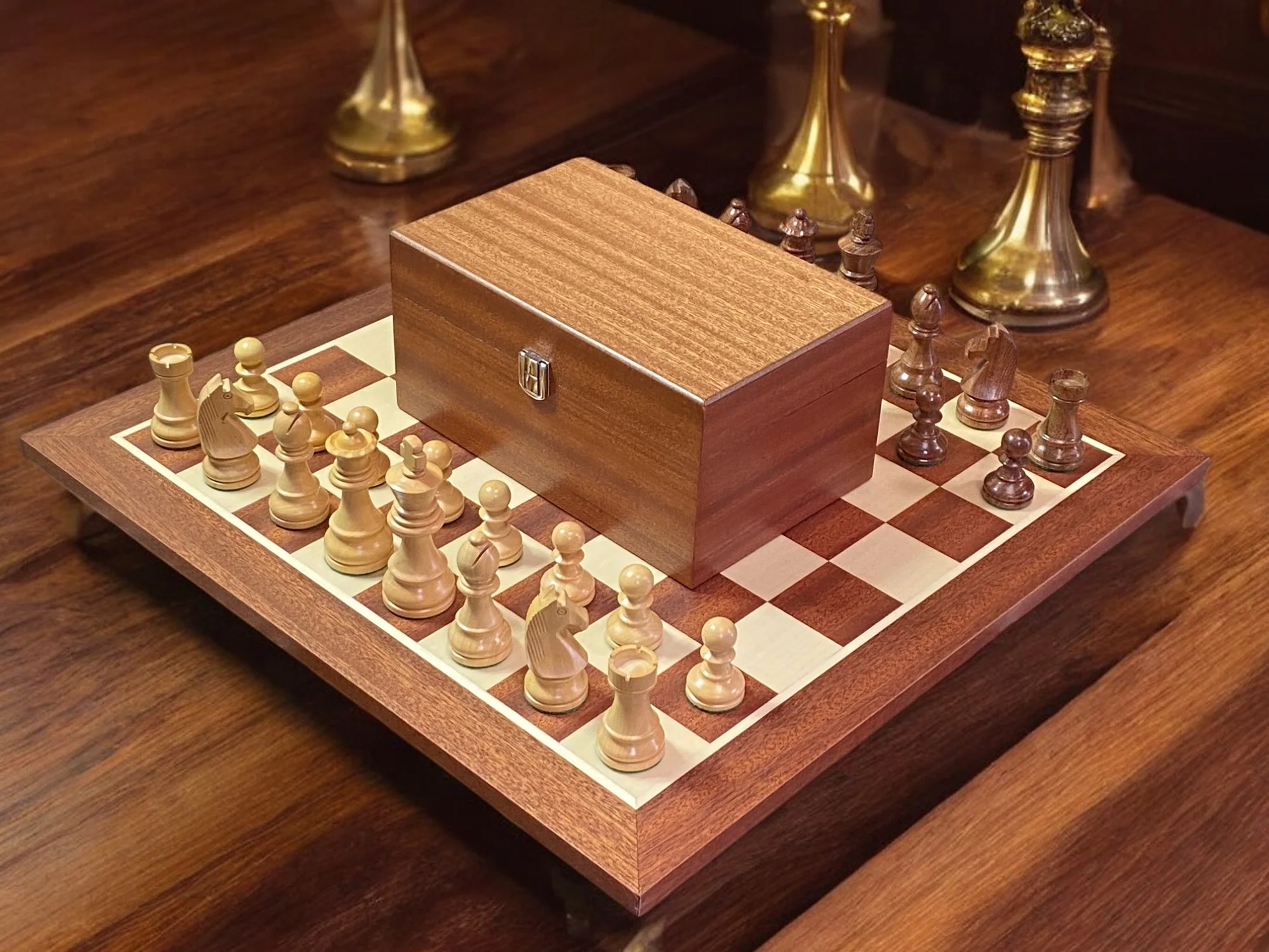 Chess Masters - The Endgame 3.75” Classic Acacia Pieces 19" Mahogany Board & Box - Image 5