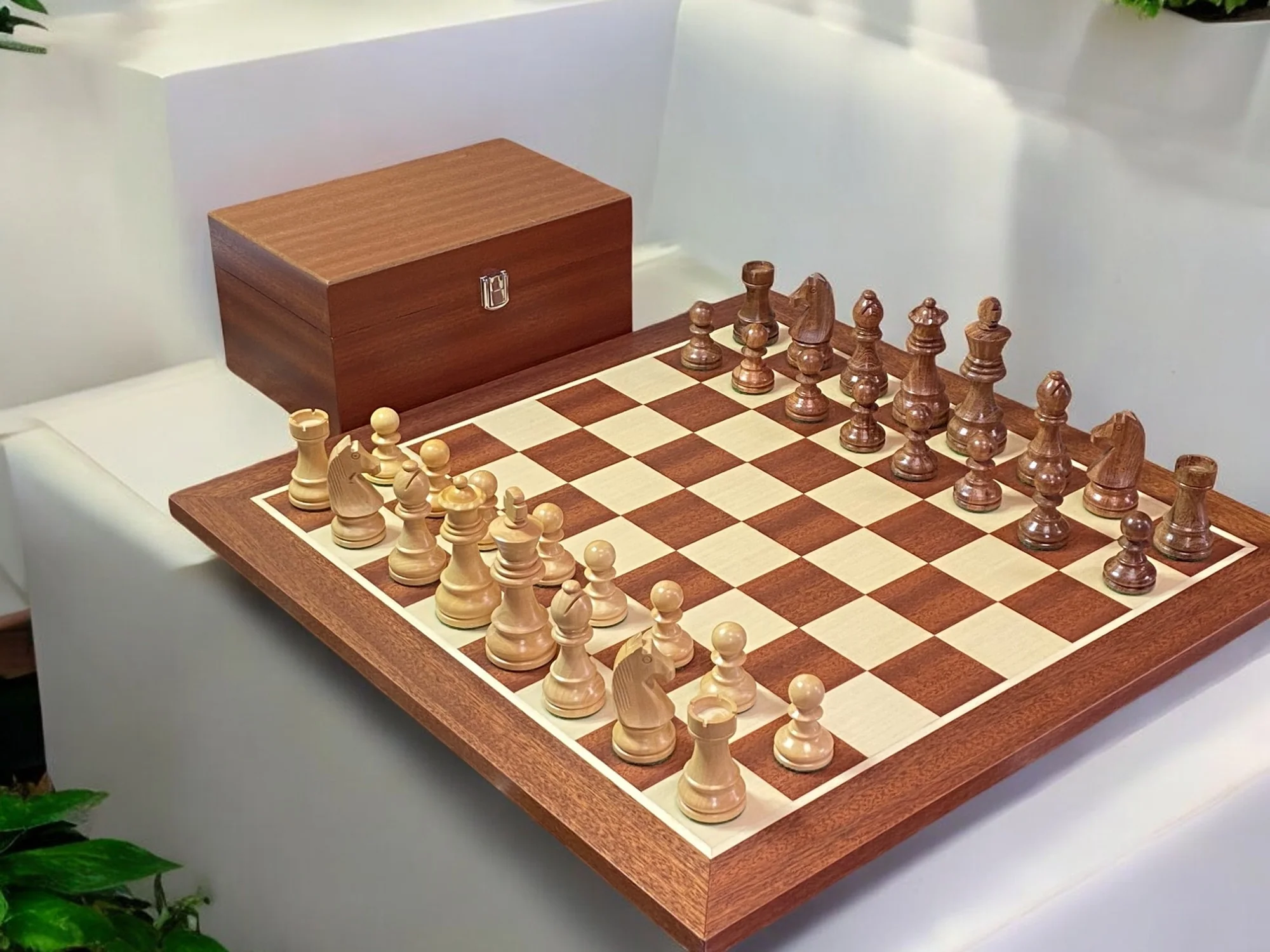 Chess Masters - The Endgame 3.75” Classic Acacia Pieces 19" Mahogany Board & Box - Image 6