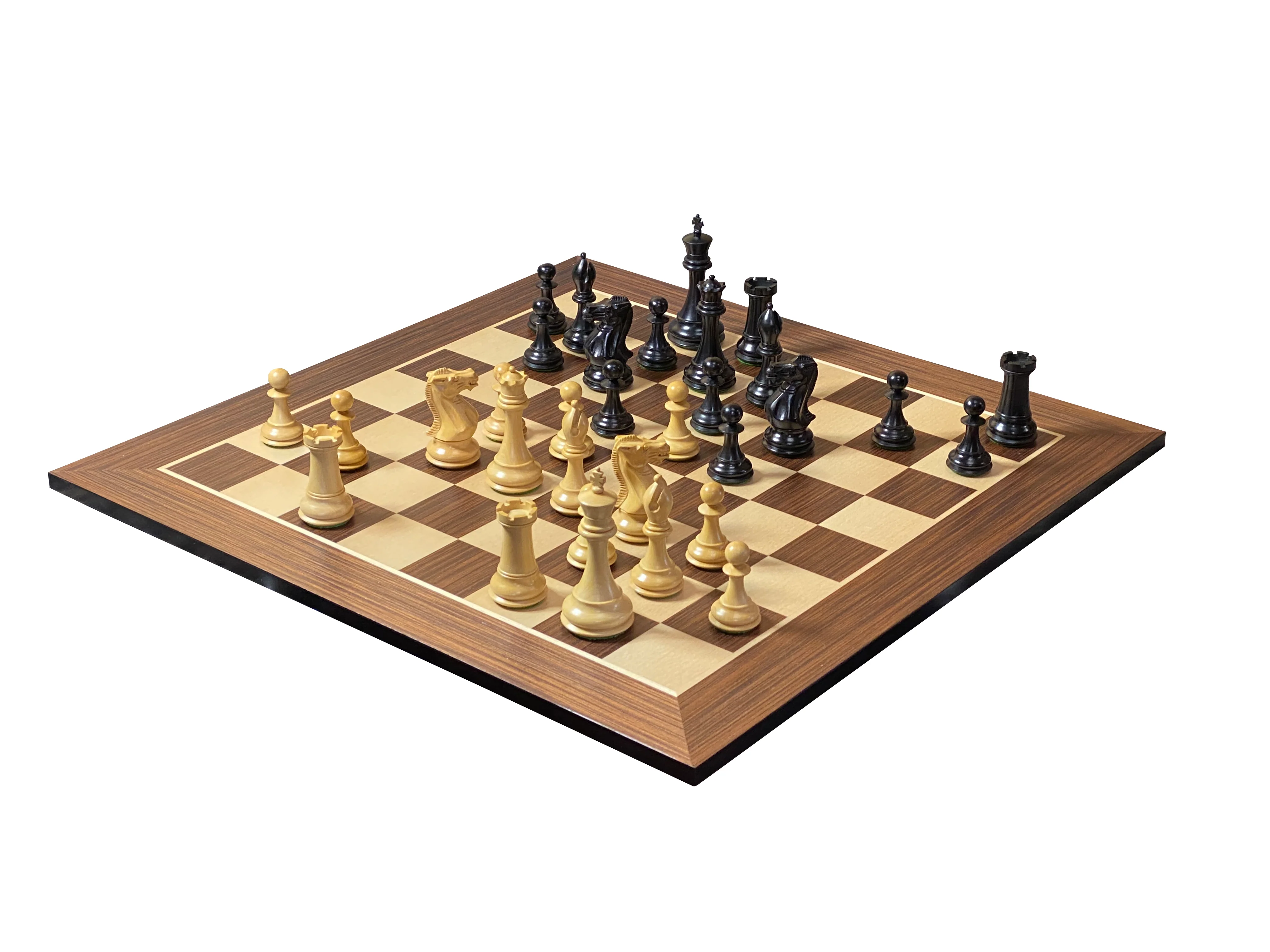 4" Ebonised Collector Chess Pieces 21"Wenge Chess Board & Deluxe Mahogany Box - Image 3