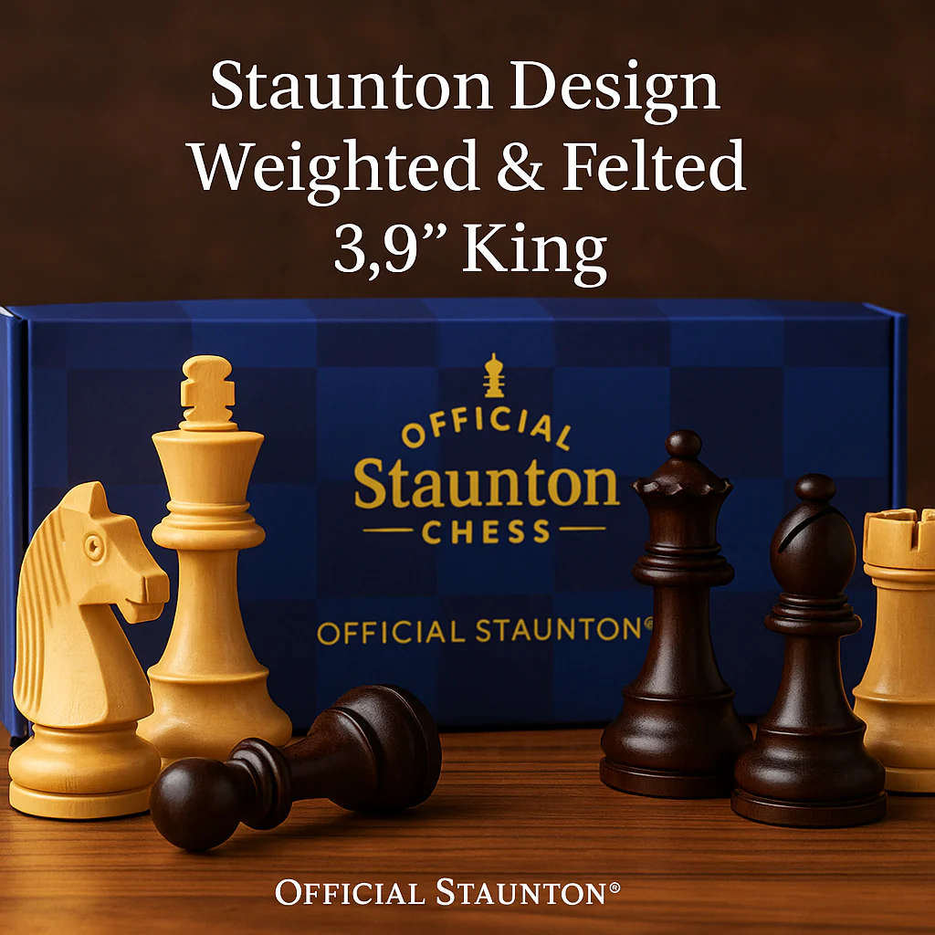 3.9 Inch - Grandmaster Chess Pieces – Brown and Natural Wood - Image 3
