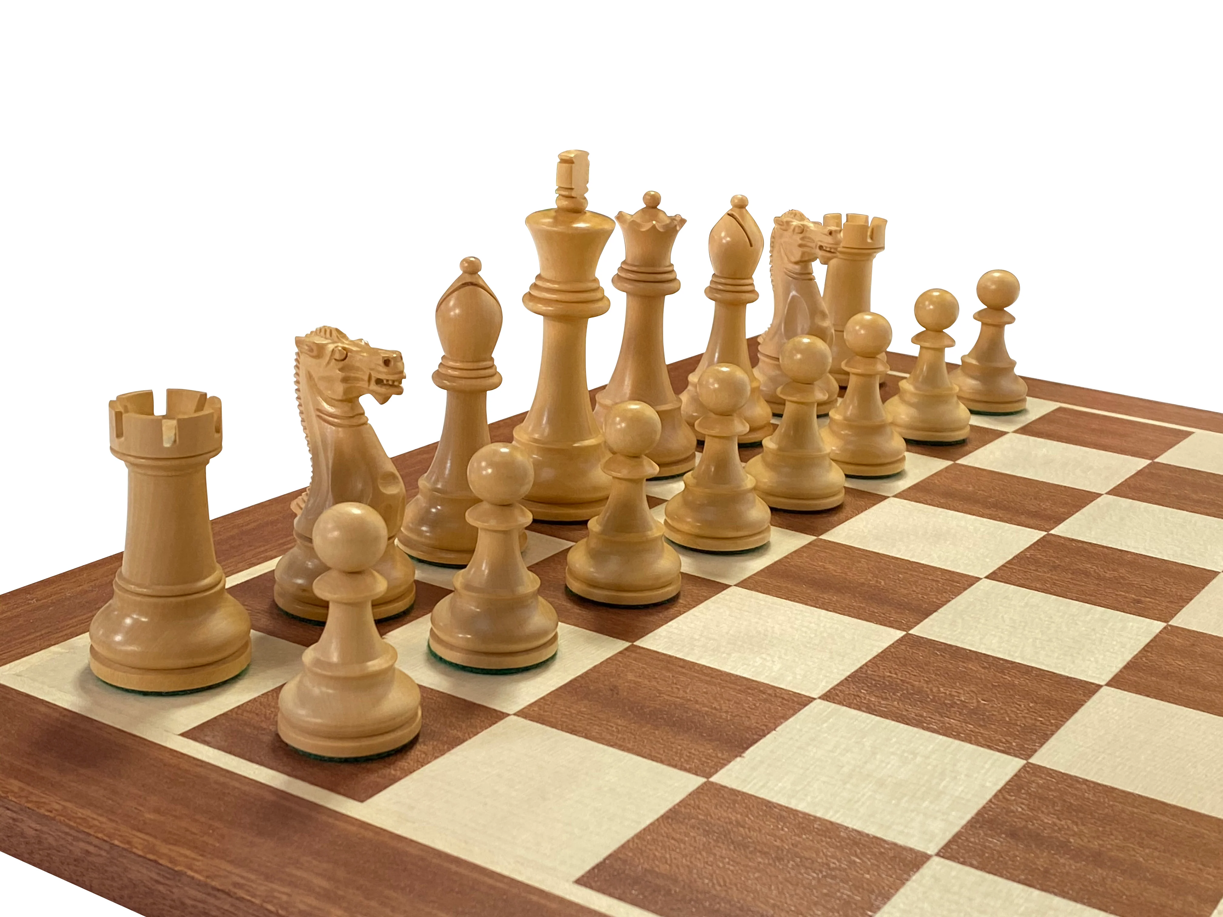 Acacia Winchester Chess Pieces, Mahogany Chessboard & Box - Image 4