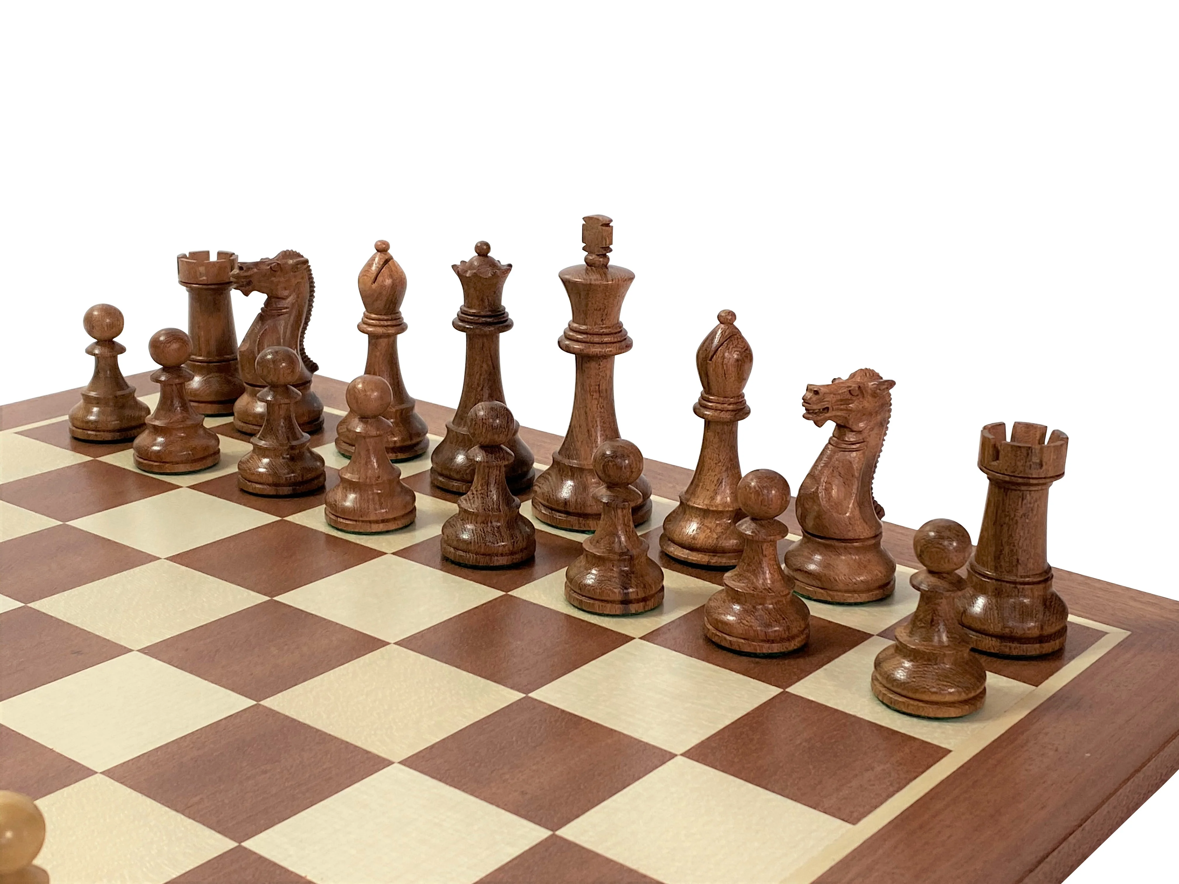 Acacia Winchester Chess Pieces, Mahogany Chessboard & Box - Image 5