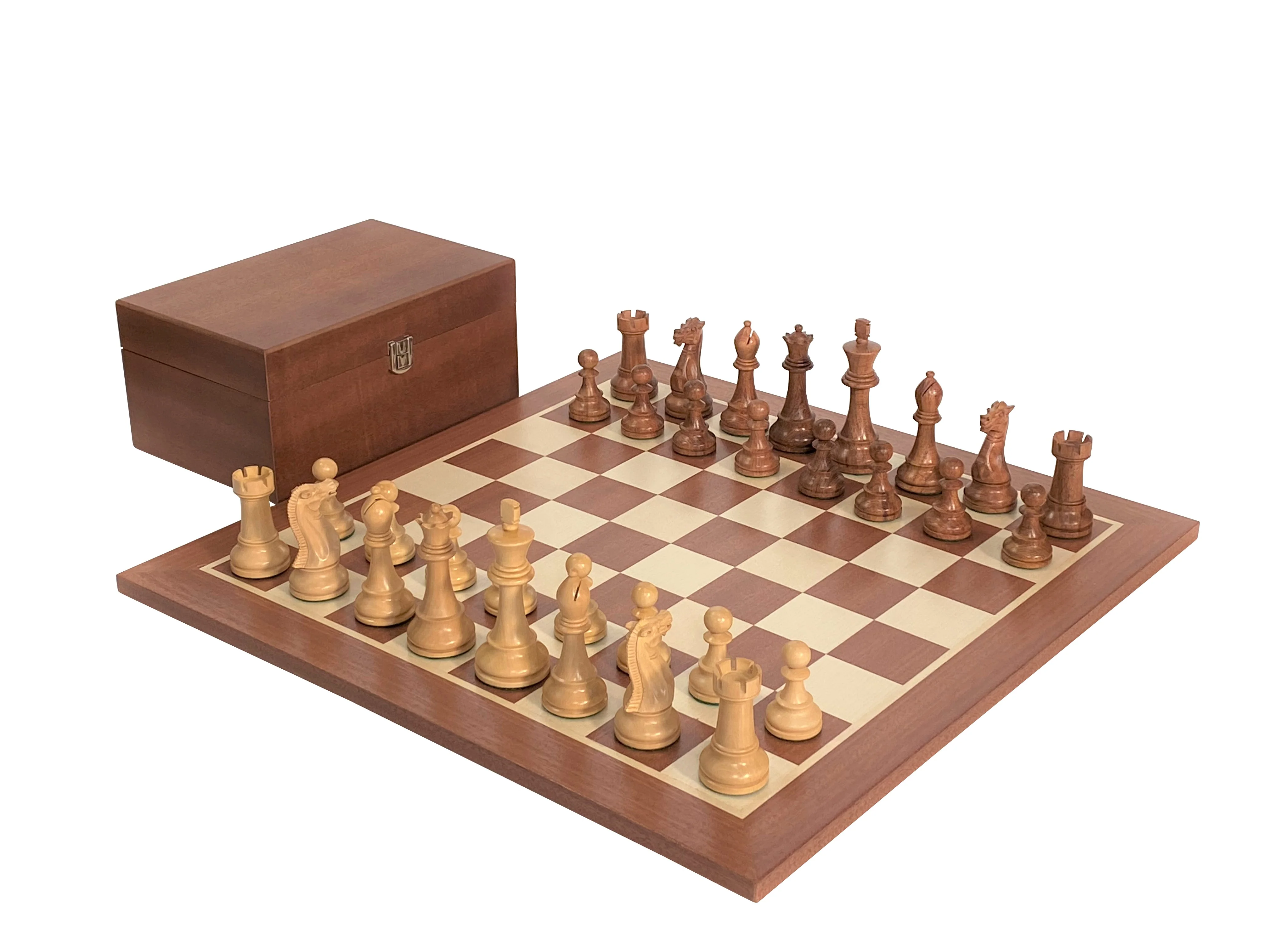 Acacia Winchester Chess Pieces, Mahogany Chessboard & Box - Image 6