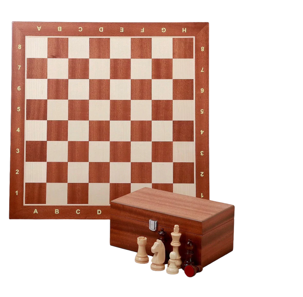 Algebraic Grandmaster Mahogany Chess Set & Hinged Top Box - Image 2