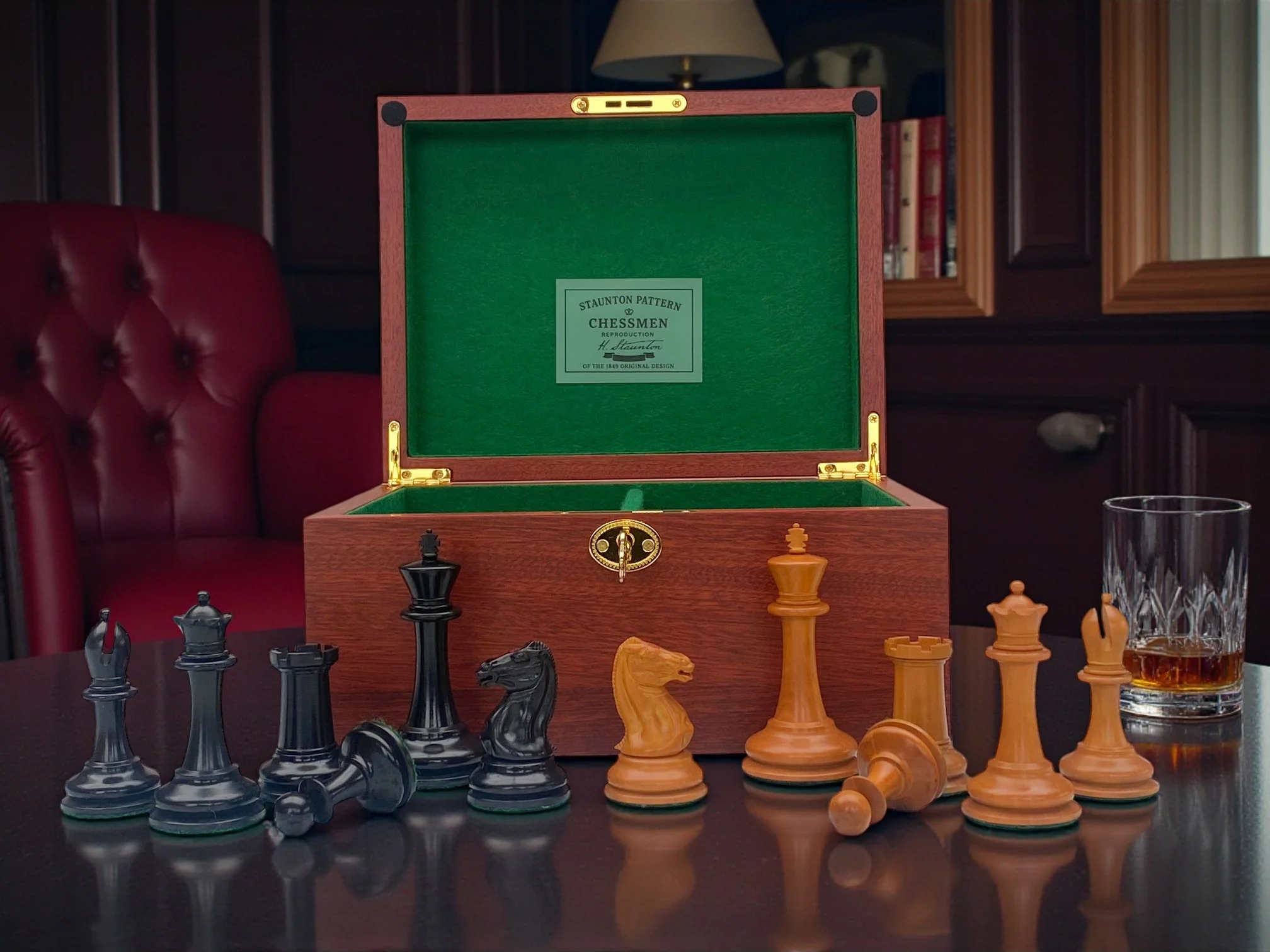 Antique Harrwitz Chessmen and Mahogany Deluxe Box - Image 3