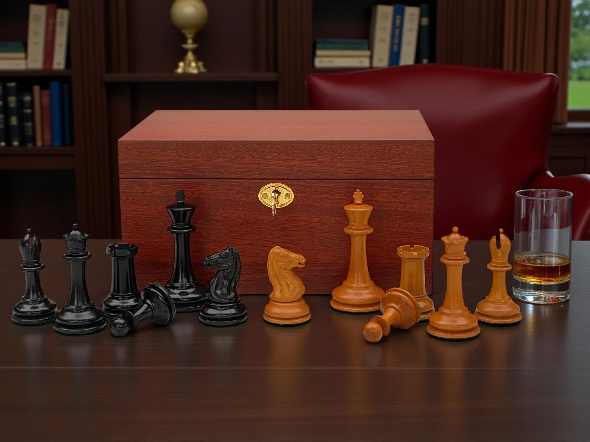 Antique Harrwitz Chessmen and Mahogany Deluxe Box - Image 4
