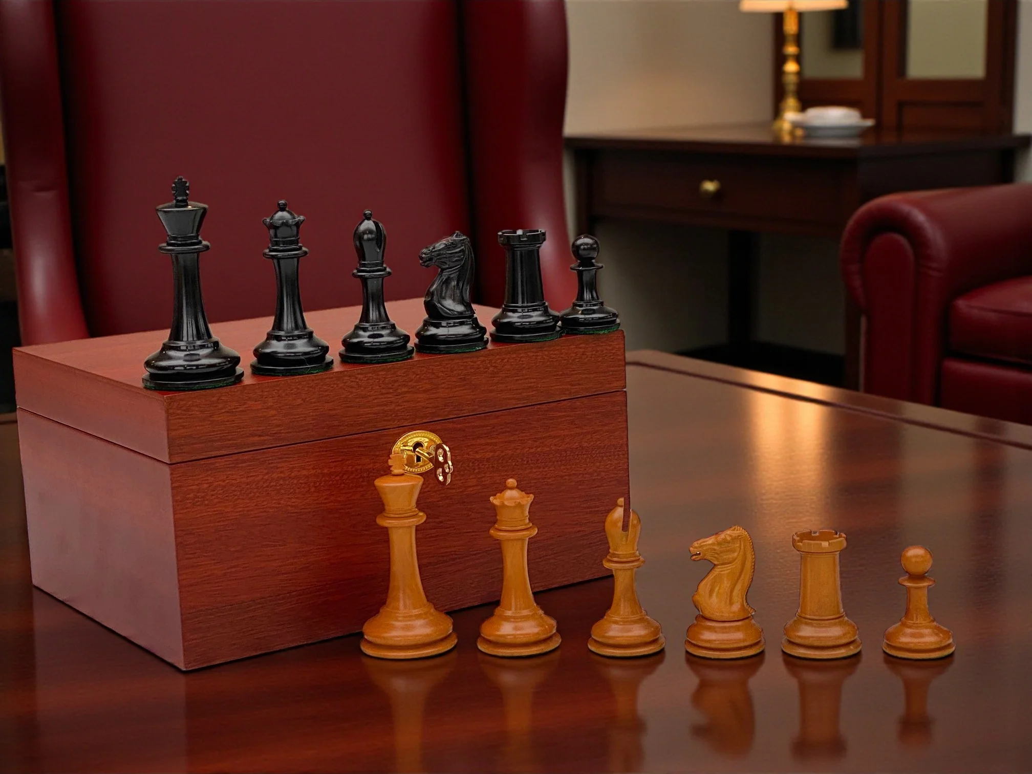 Antique Harrwitz Chessmen and Mahogany Deluxe Box - Image 5