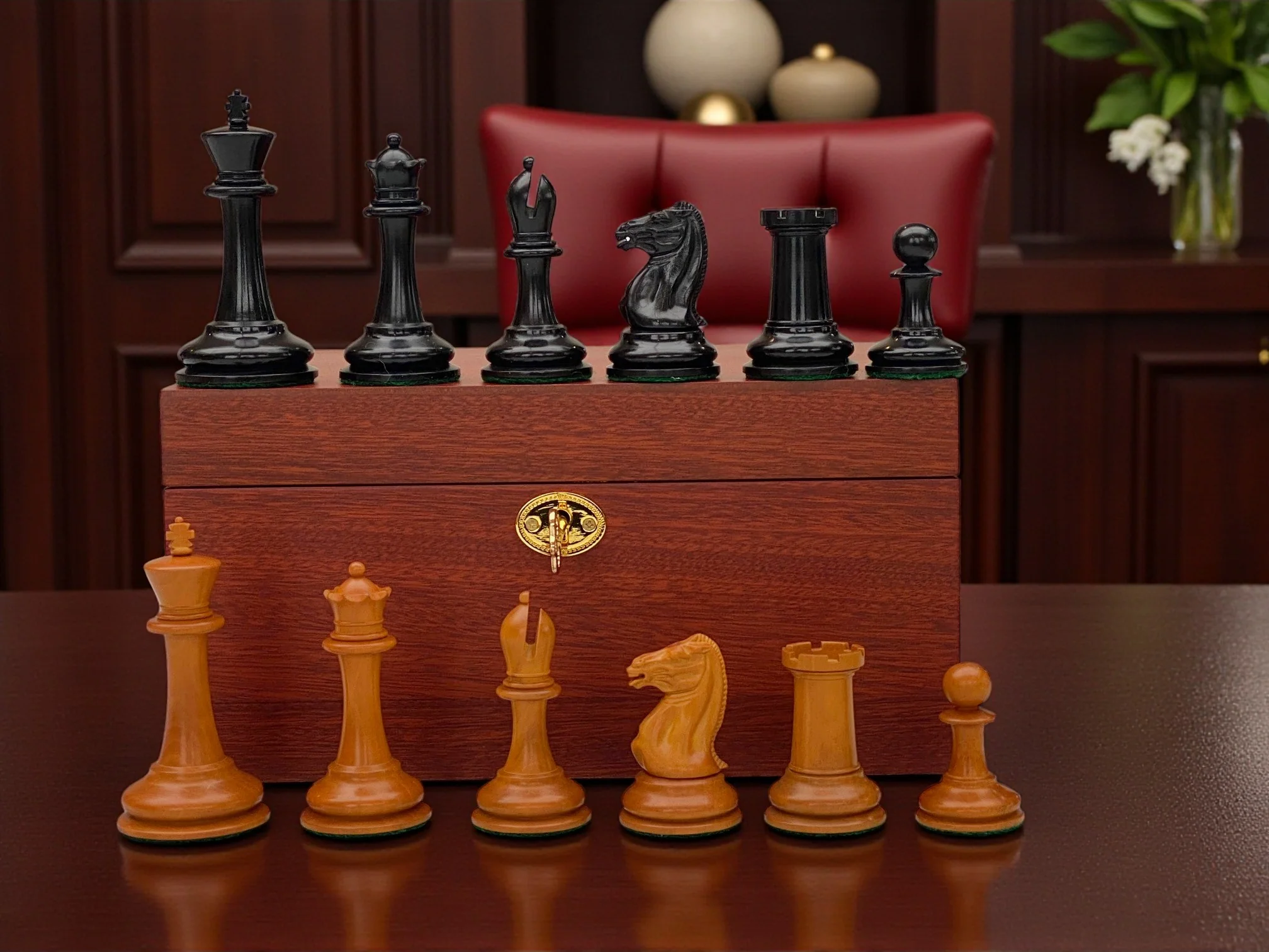 Antique Harrwitz Chessmen and Mahogany Deluxe Box - Image 7