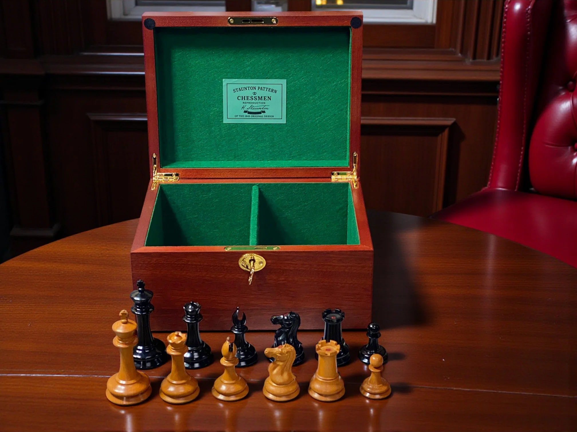 Antique Leuchars Cooke Chessmen and Mahogany Deluxe Box - Image 5