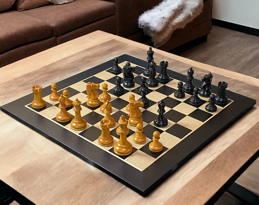 Fischer Antique Chess Pieces, Anegre Chessboard & Vinyl Box - Image 3