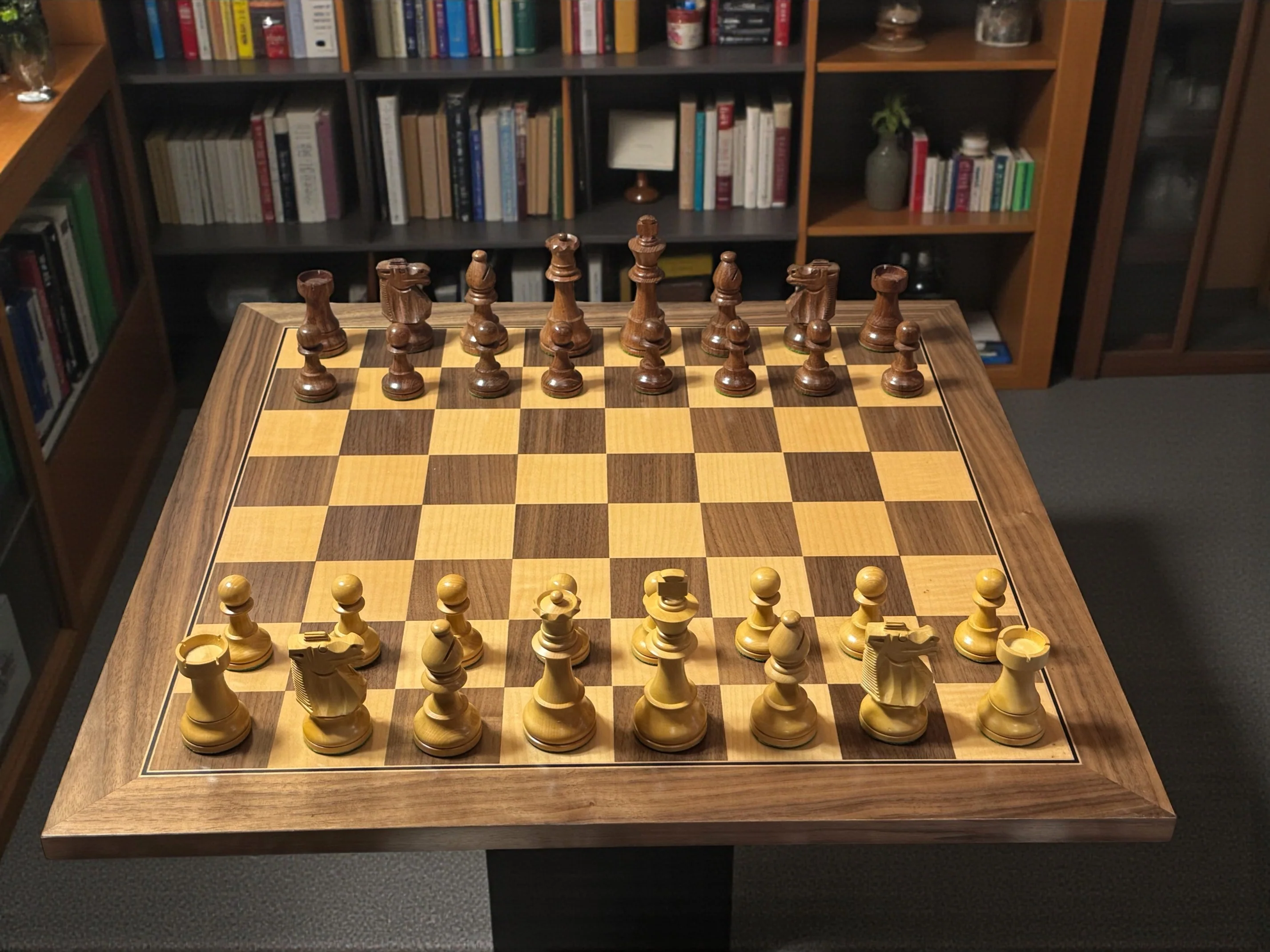 4” British Acacia Walnut Deluxe Chess Set & Mahogany Box - Image 3