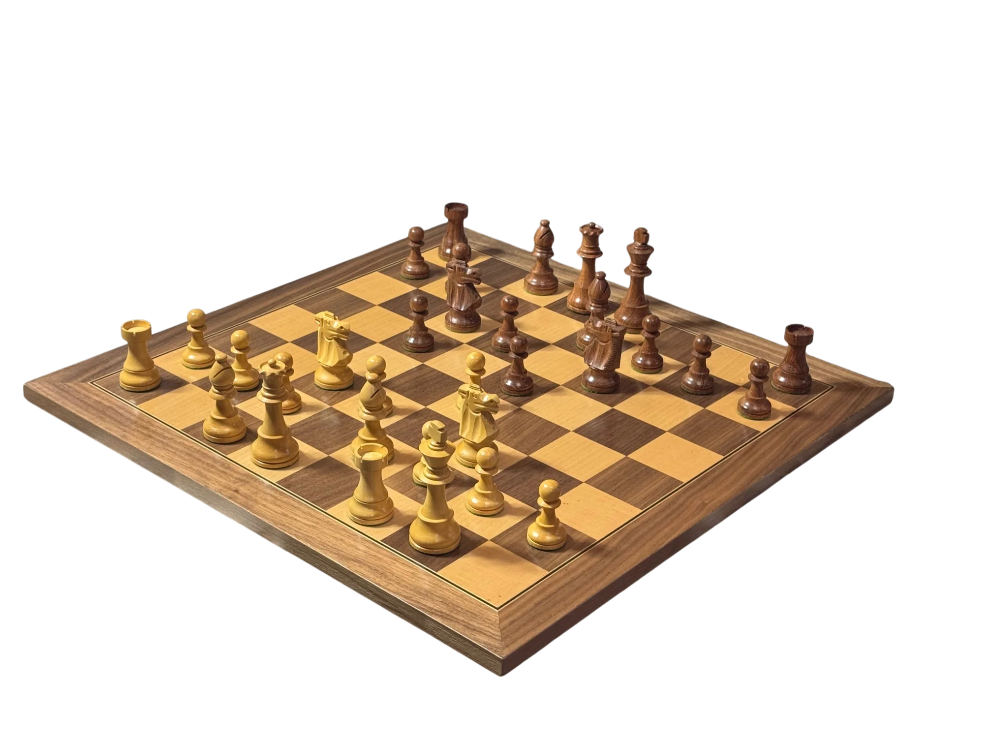 4” British Acacia Walnut Deluxe Chess Set & Mahogany Box - Image 4