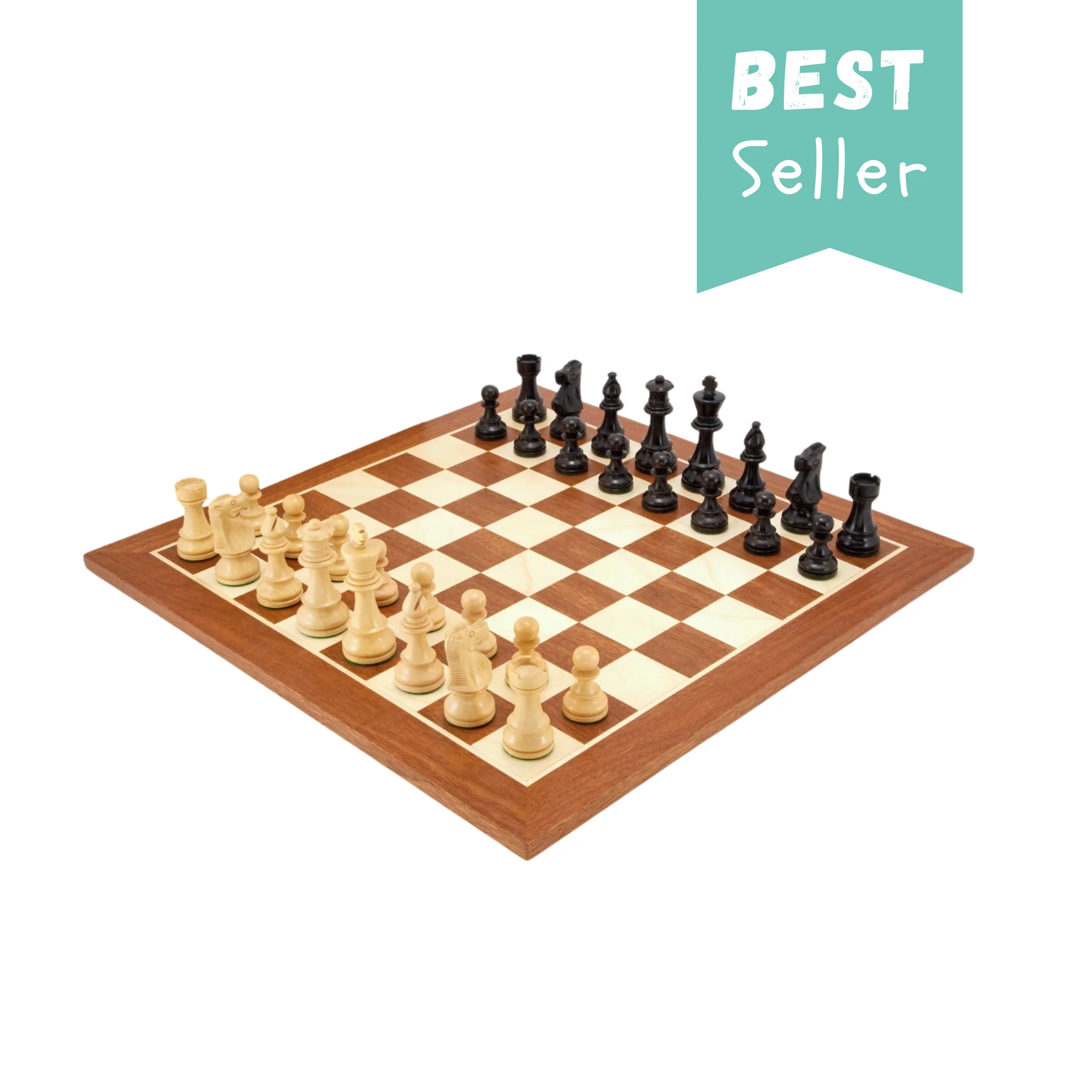 British Black Mahogany Chess Set & Mahogany Box - Image 6