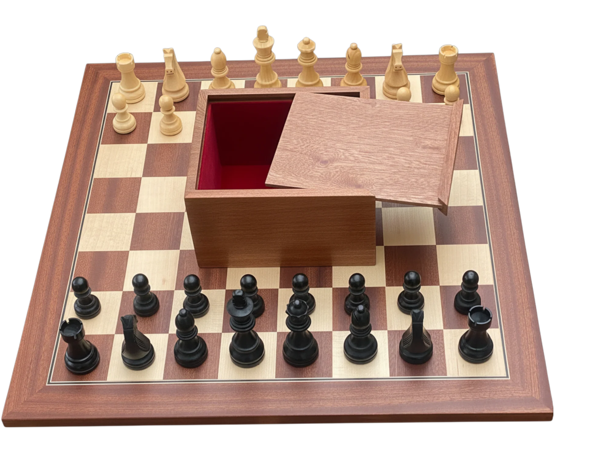 3.75" Grandmater Black Mahogany Deluxe Chess Set and Slide Lid Box - Image 13