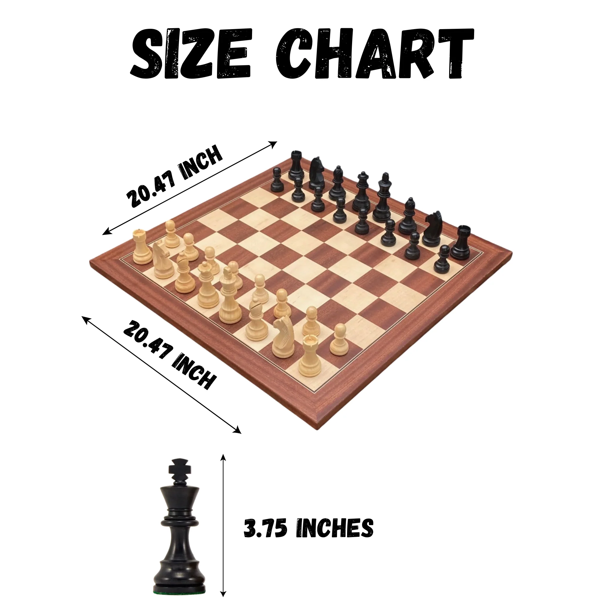 3.75" Grandmater Black Mahogany Deluxe Chess Set and Slide Lid Box - Image 4