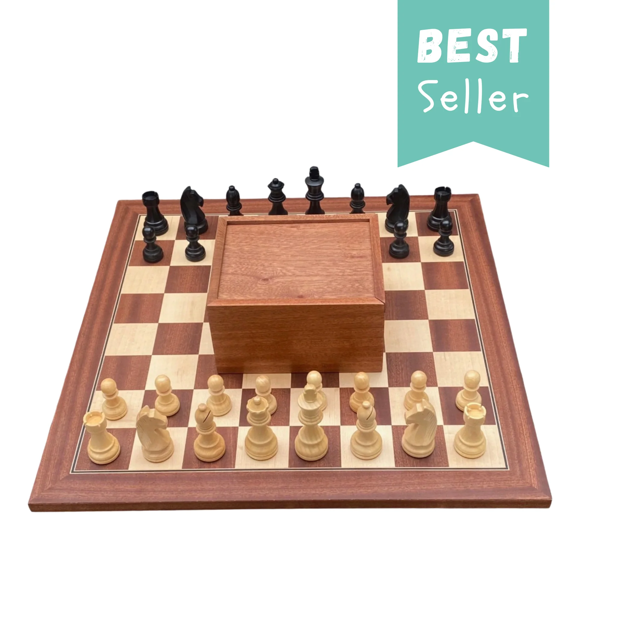 3.75" Grandmater Black Mahogany Deluxe Chess Set and Slide Lid Box - Image 5