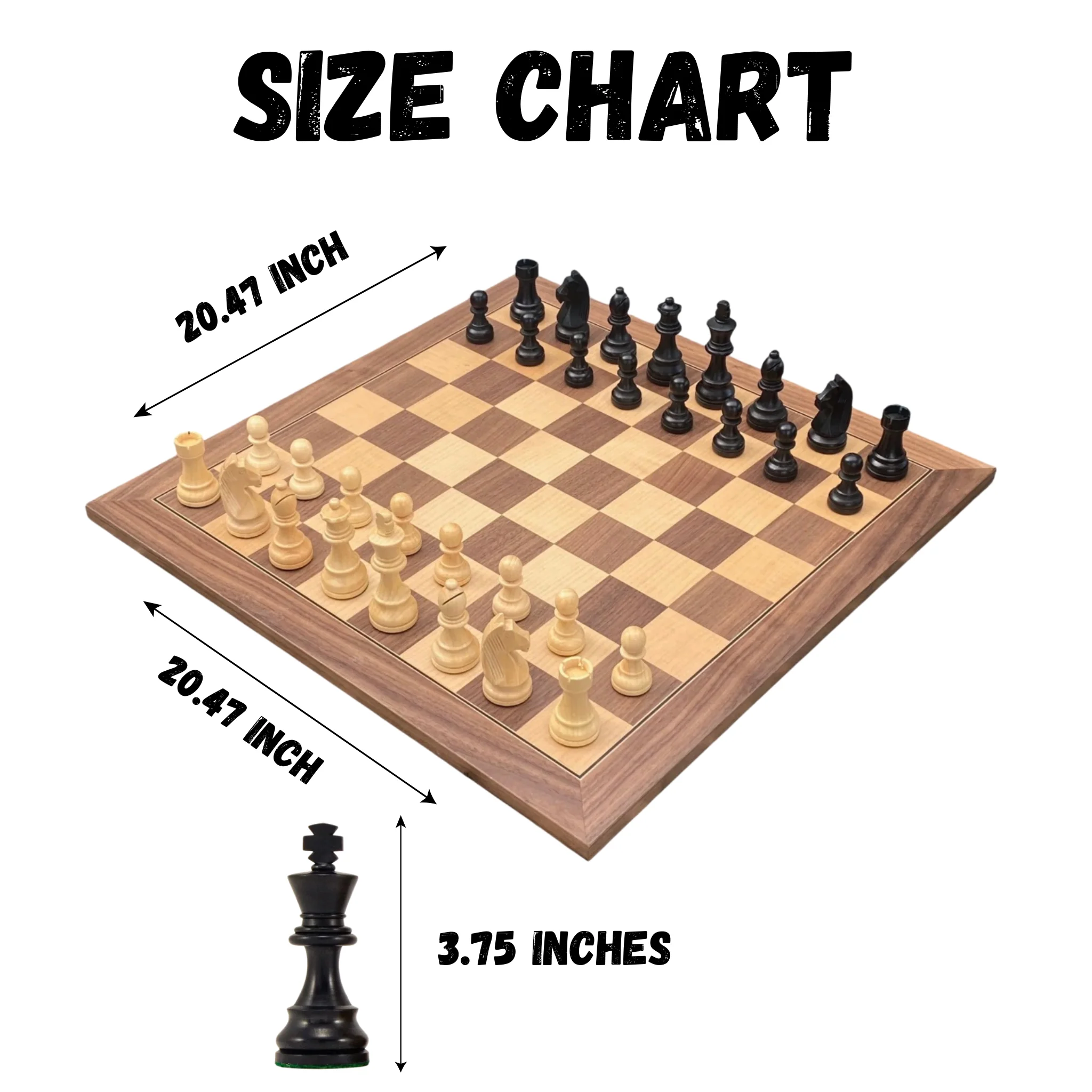 3.75" Grandmaster Black Walnut Deluxe Chess Set and Slide Lid Box - Image 4