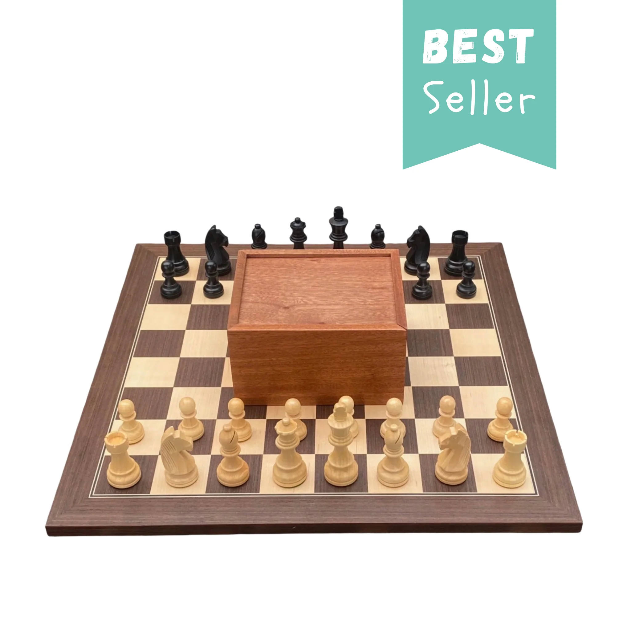 3.75" Grandmater Black Wenge Deluxe Chess Set and Slide Lid Box - Image 5