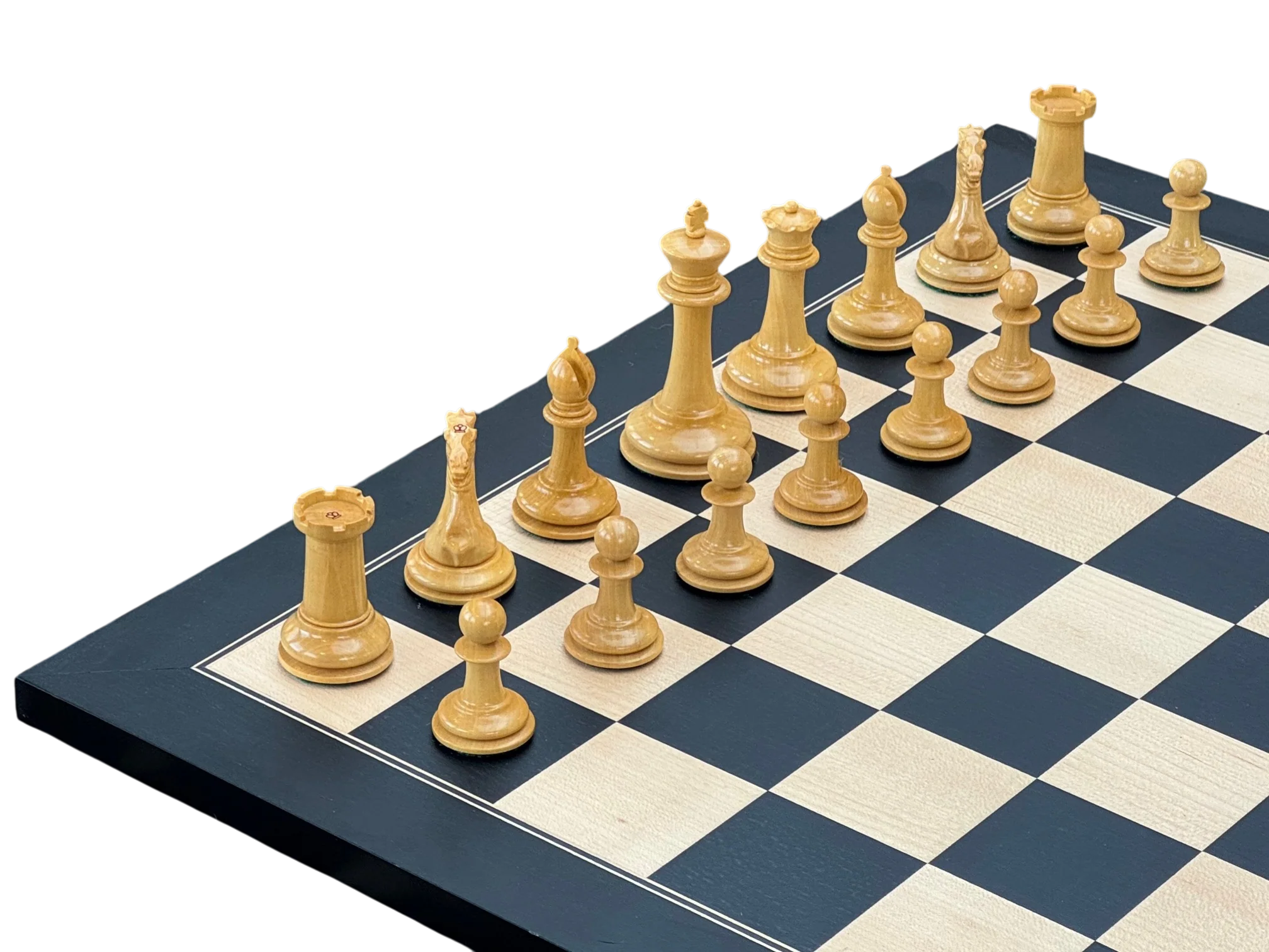 Cooke 3.5" Claret Lacquered Chessmen- 52cm Anegre Deluxe Chessboard & Vinyl Box - Image 4