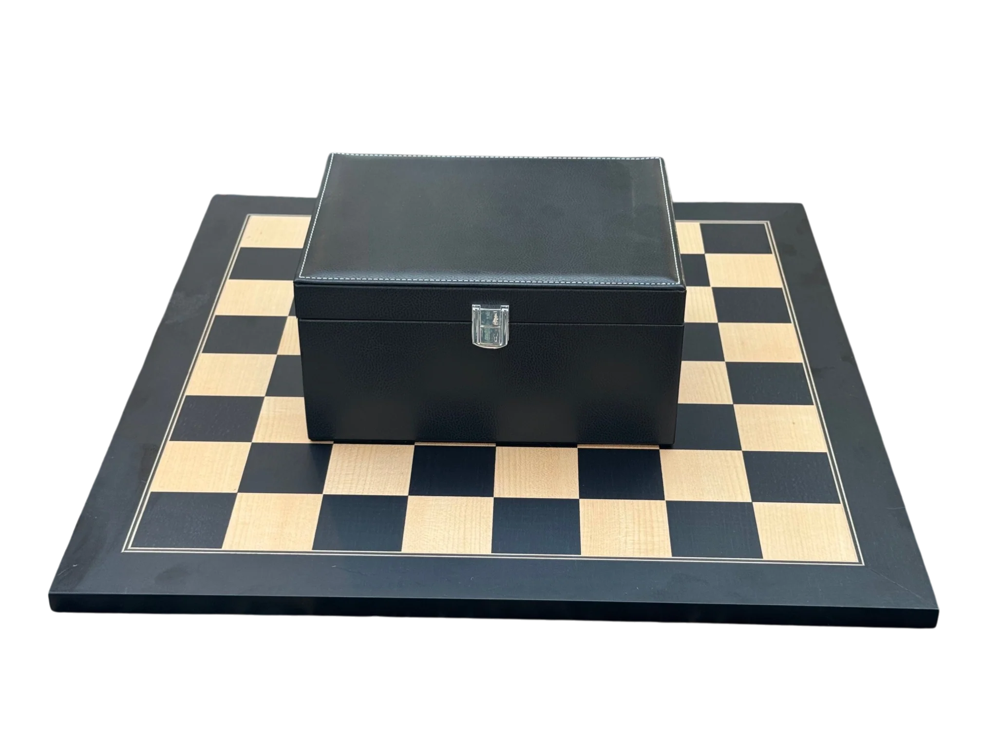 Cooke 3.5" Claret Lacquered Chessmen- 52cm Anegre Deluxe Chessboard & Vinyl Box - Image 8