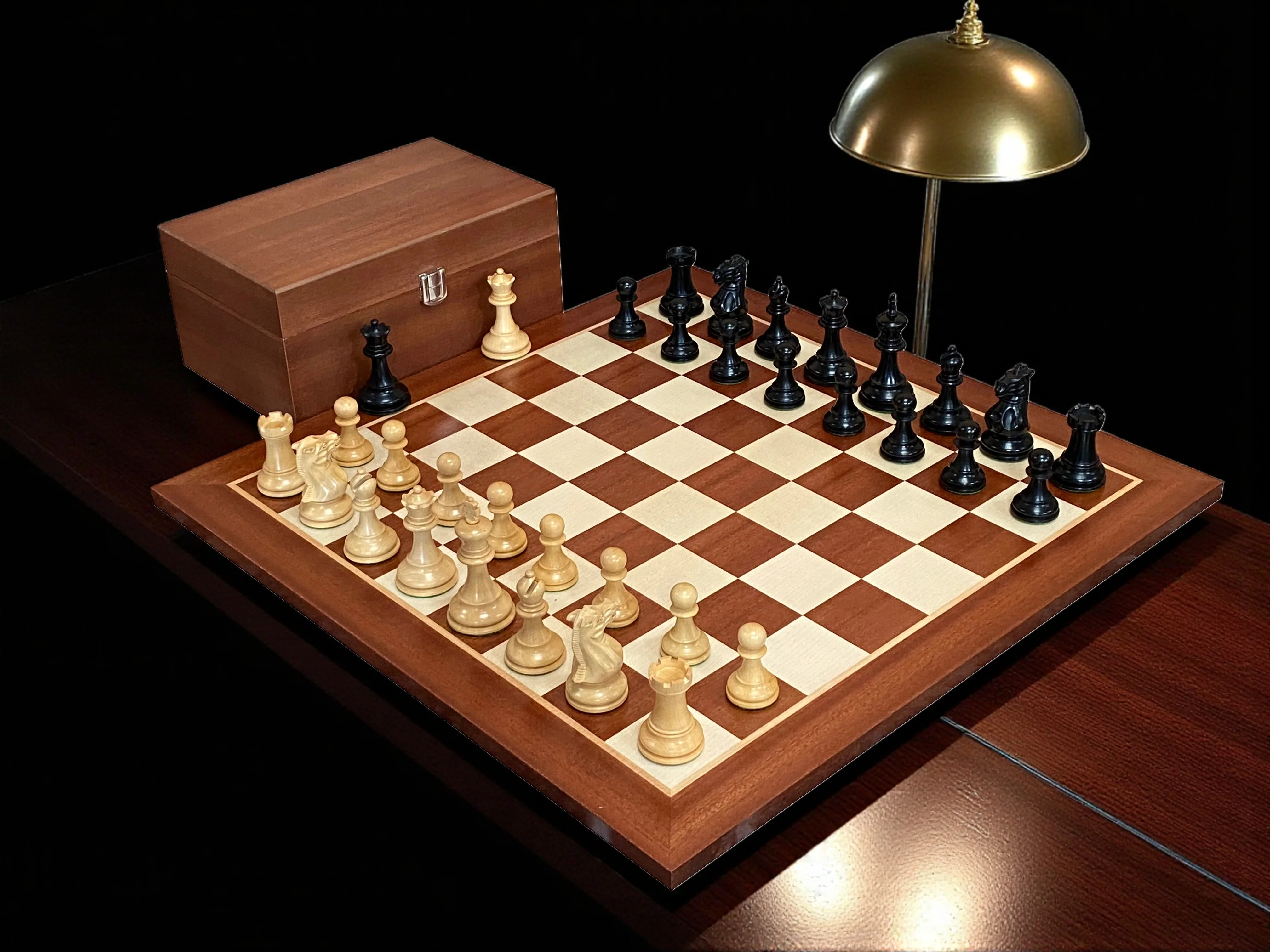 Black Elite Players Mahogany Chess Set Combination - Image 3