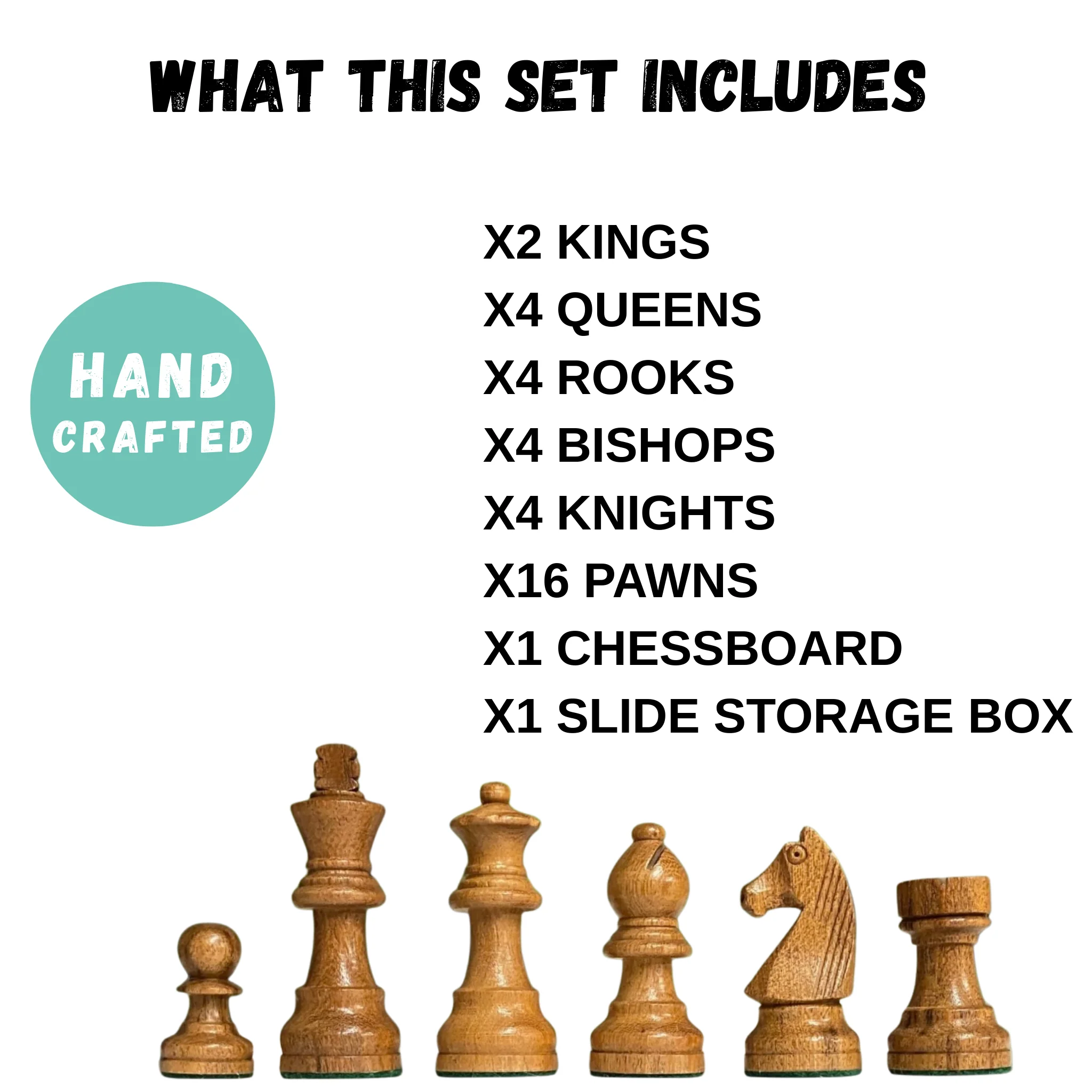 Grandmaster Full Sized Pieces & 20" Algebraic Mahogany Board -Slide Box - Image 5