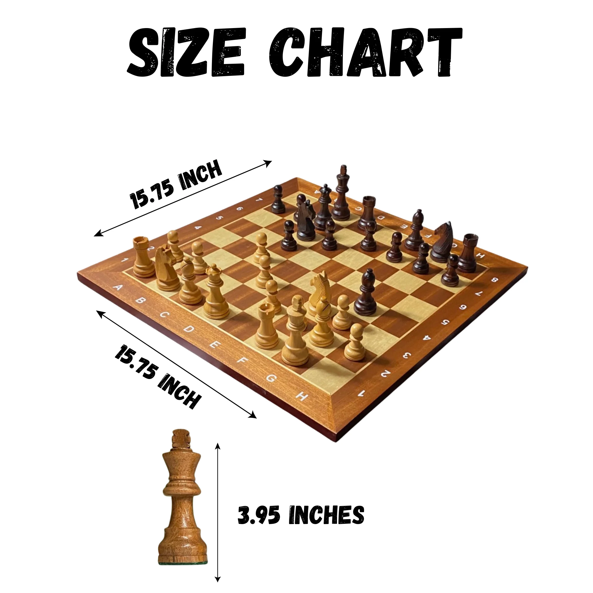 Grandmaster Full Sized Pieces & 20" Algebraic Mahogany Board -Slide Box - Image 7