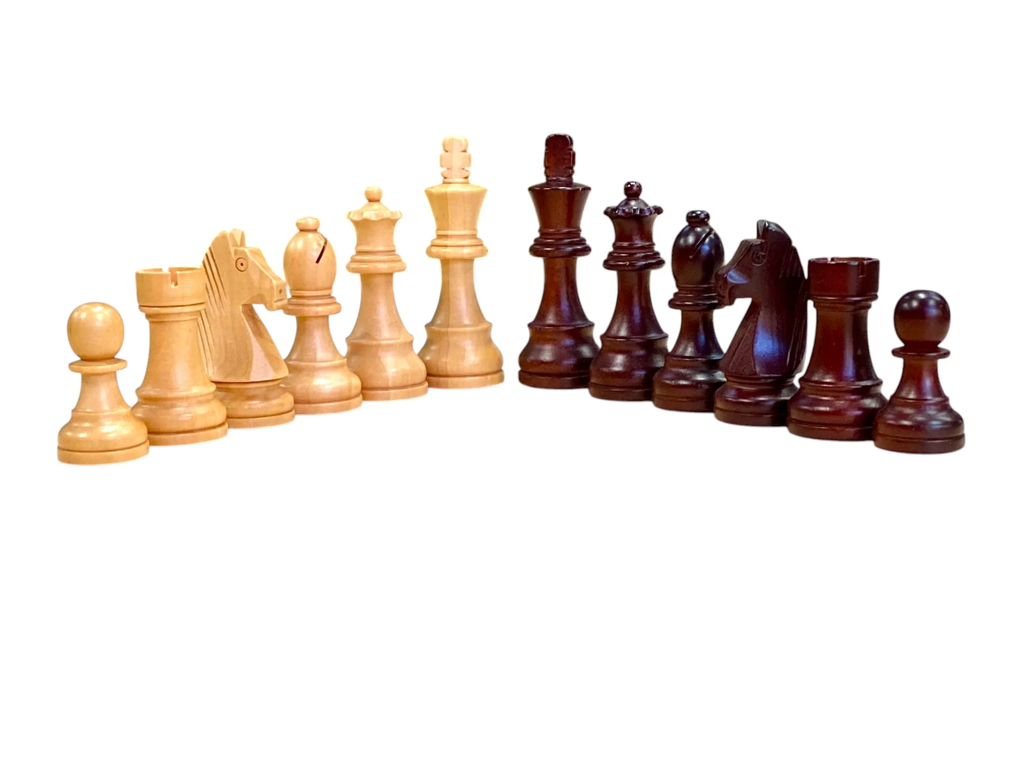 Grandmaster Chess Set – 4" Burgundy & Natural Pieces with 20" Wenge Board & Vinyl Box - Image 6