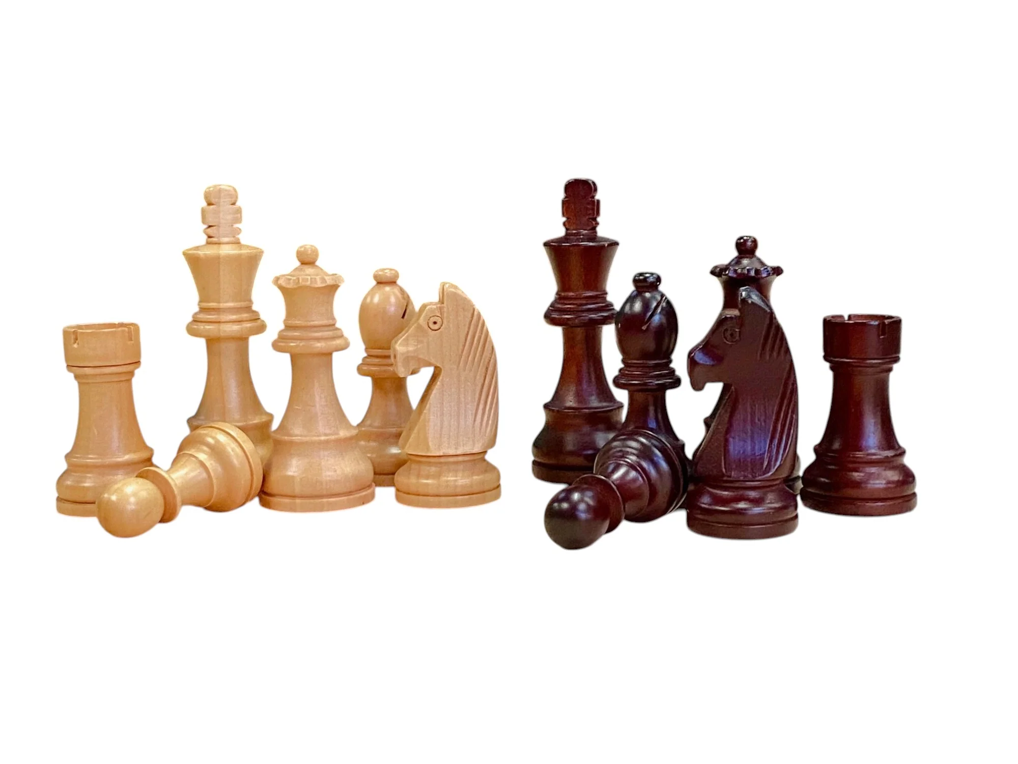 Grandmaster Chess Set – 4" Burgundy & Natural Pieces with 20" Wenge Board & Vinyl Box - Image 8