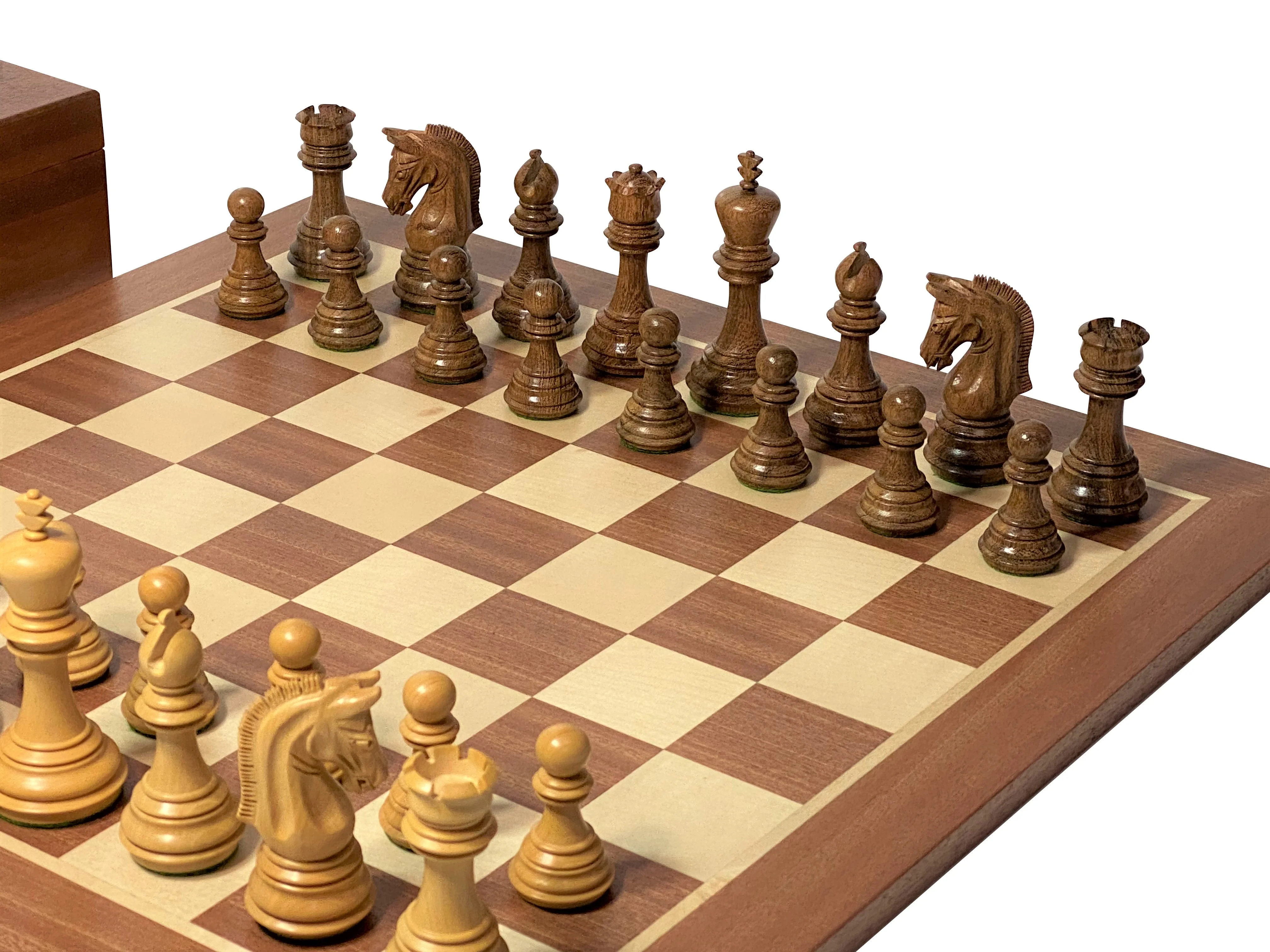 Imperial Acacia Mahogany Chess Set & Mahogany Box - Image 3