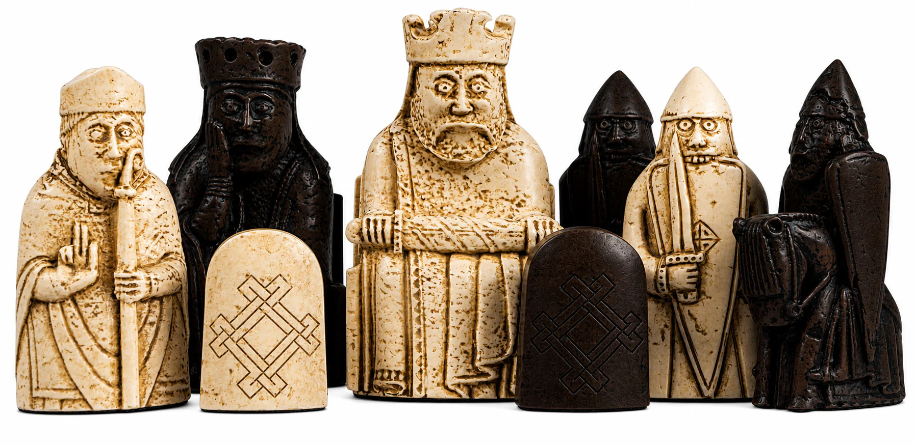 Isle of Lewis Chess Pieces, 19" Mahogany Board - Image 5