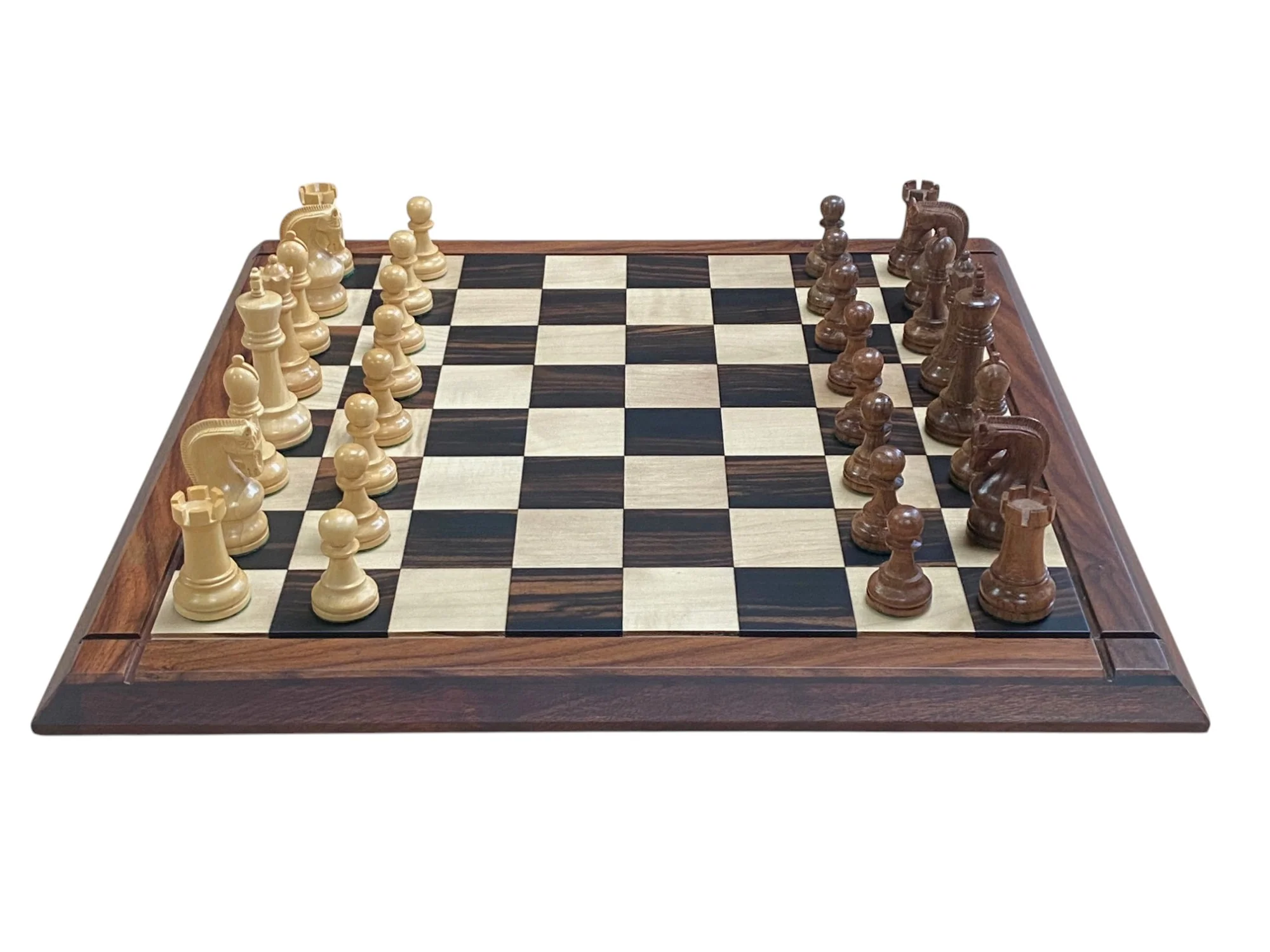 Leningrad Acacia Chess Pieces with Deluxe Ebony Rosewood Chessboard & Vinyl Box - Image 5