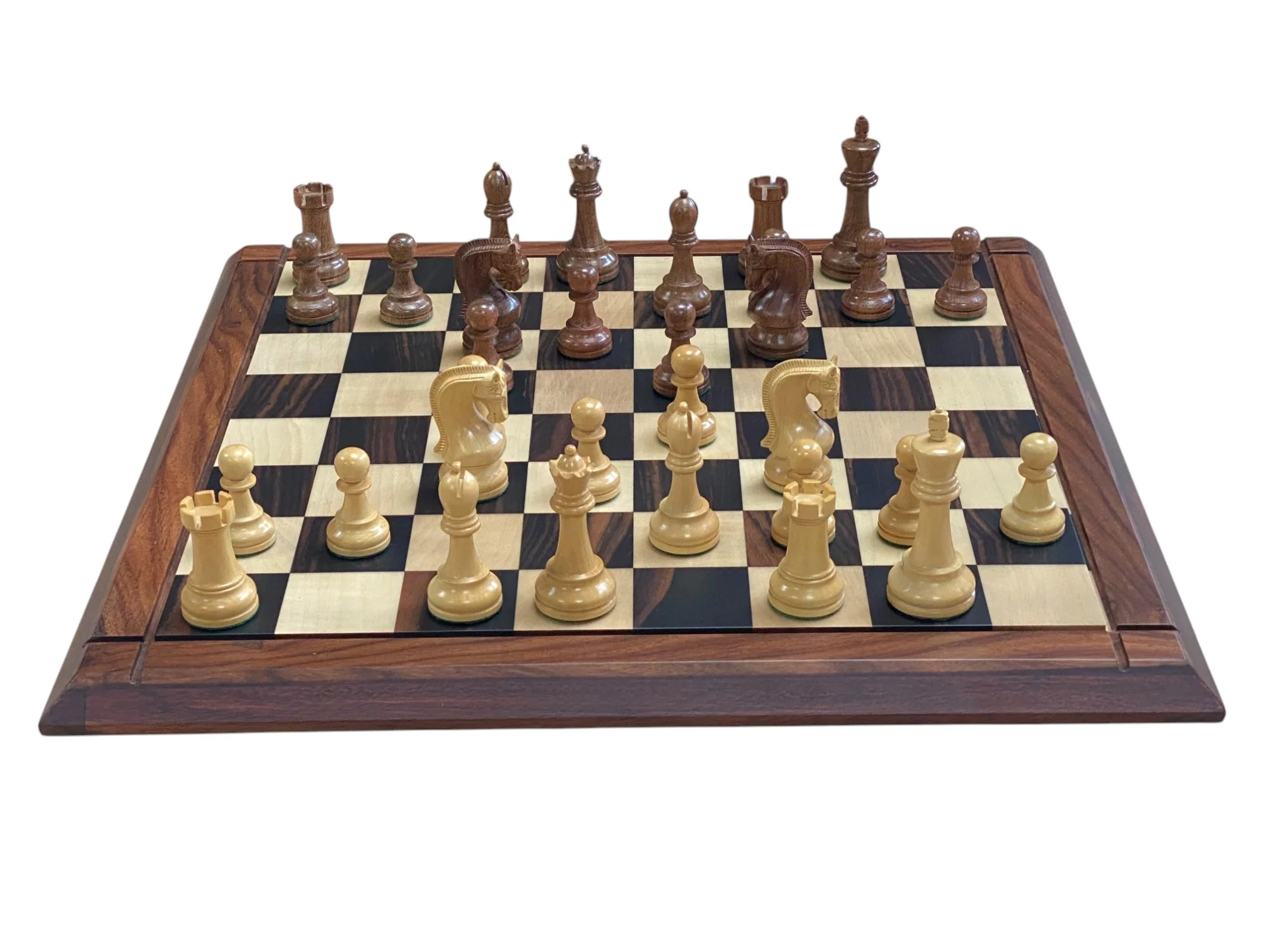 Leningrad Acacia Chess Pieces with Deluxe Ebony Rosewood Chessboard & Vinyl Box - Image 6