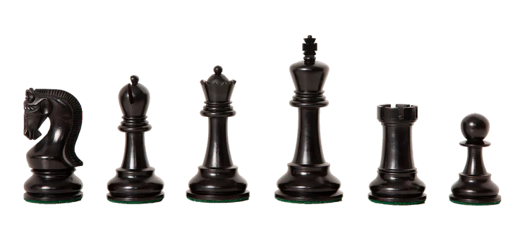 Leningrad Black Chess Pieces, Mahogany Chess Board & Box - Image 3