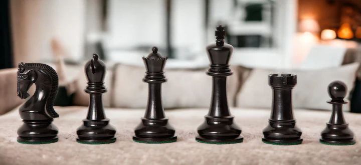 Leningrad Black Chess Pieces, Mahogany Chess Board & Box - Image 7