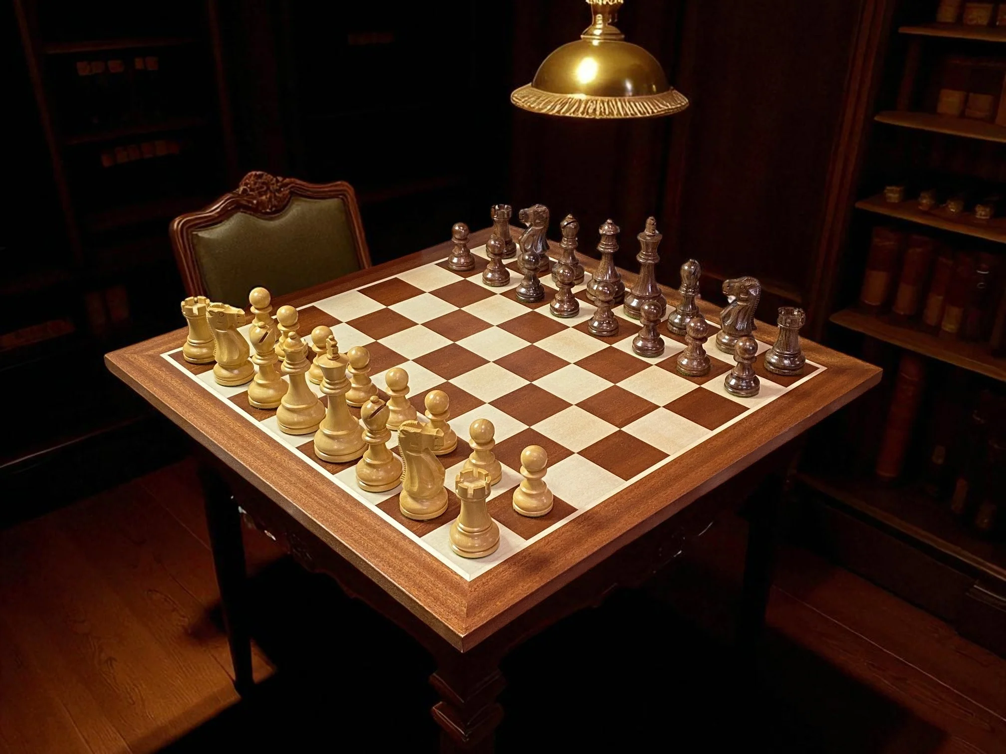Mahogany Acacia Deluxe Staunton Chess Set - Image 5