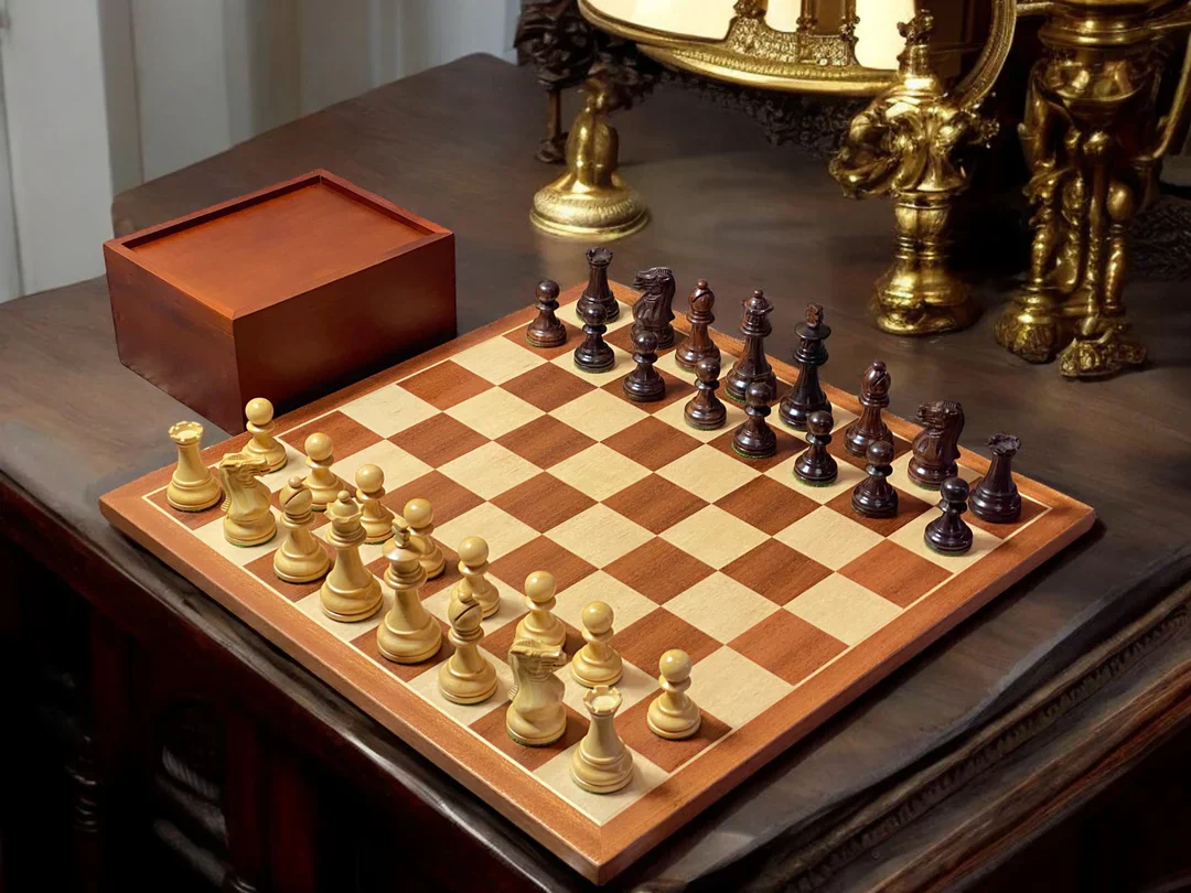 Spirit Anjan Chess Pieces Mahogany Board & Slide Box - Image 5