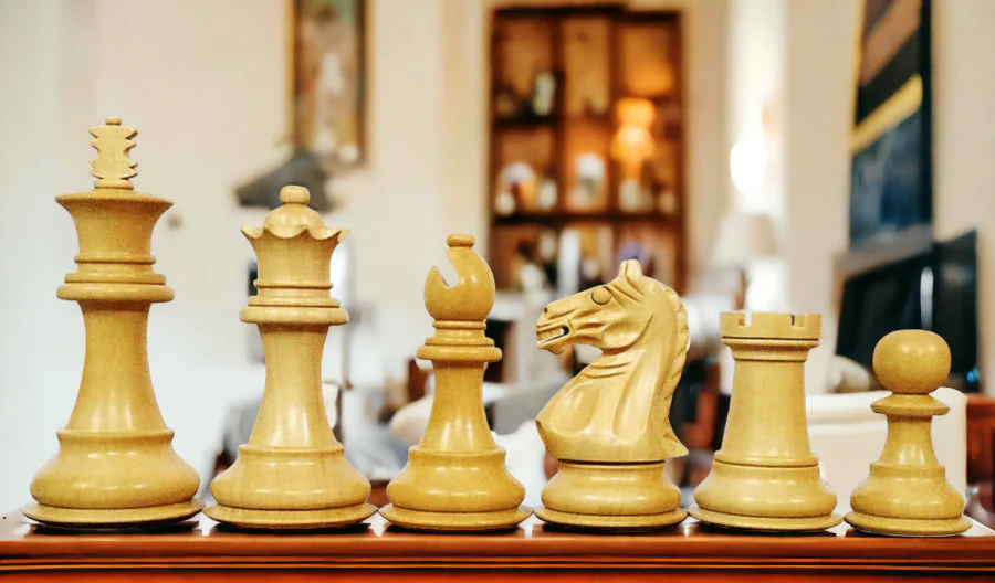 3.25" Queens Gambit Supreme Fierce Knight Acacia Chess Pieces - Image 4