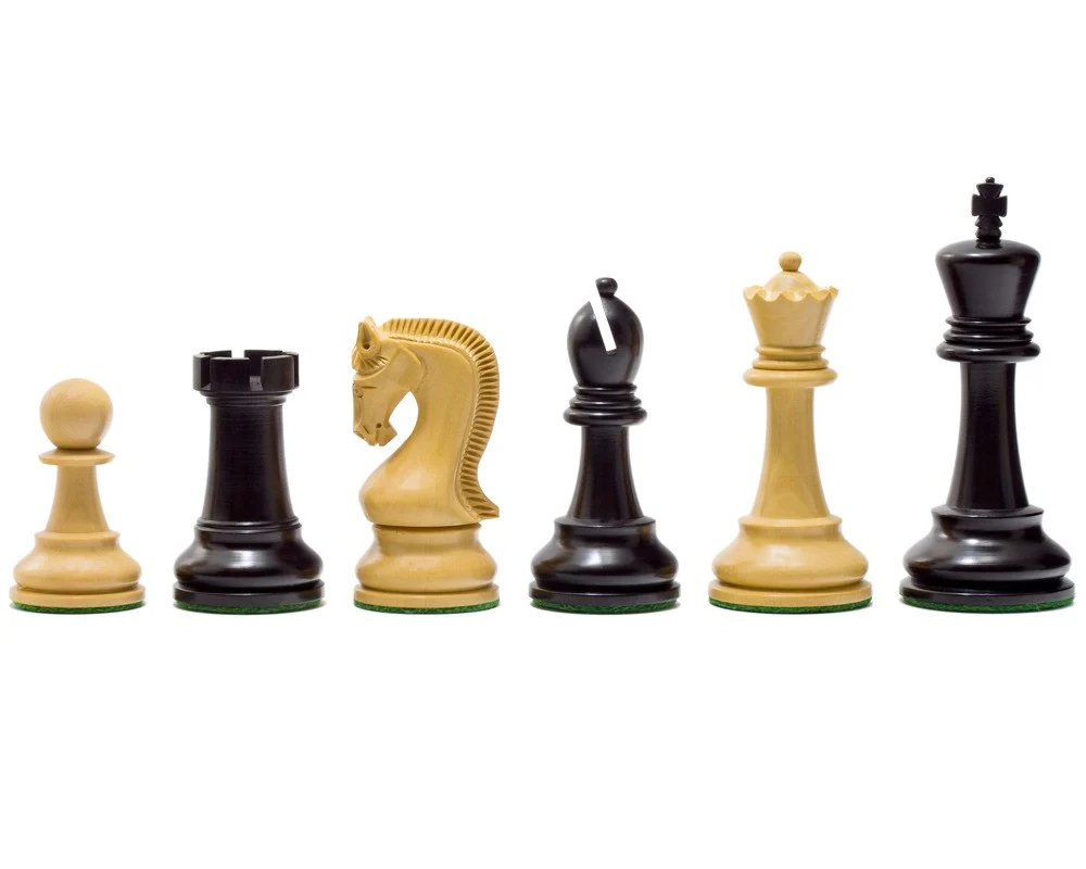 4" Leningrad Staunton Boxwood & Black Chess Pieces - Image 4