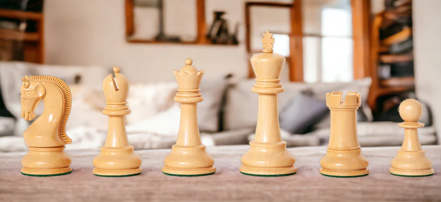 4" Leningrad Staunton Boxwood & Black Chess Pieces - Image 7