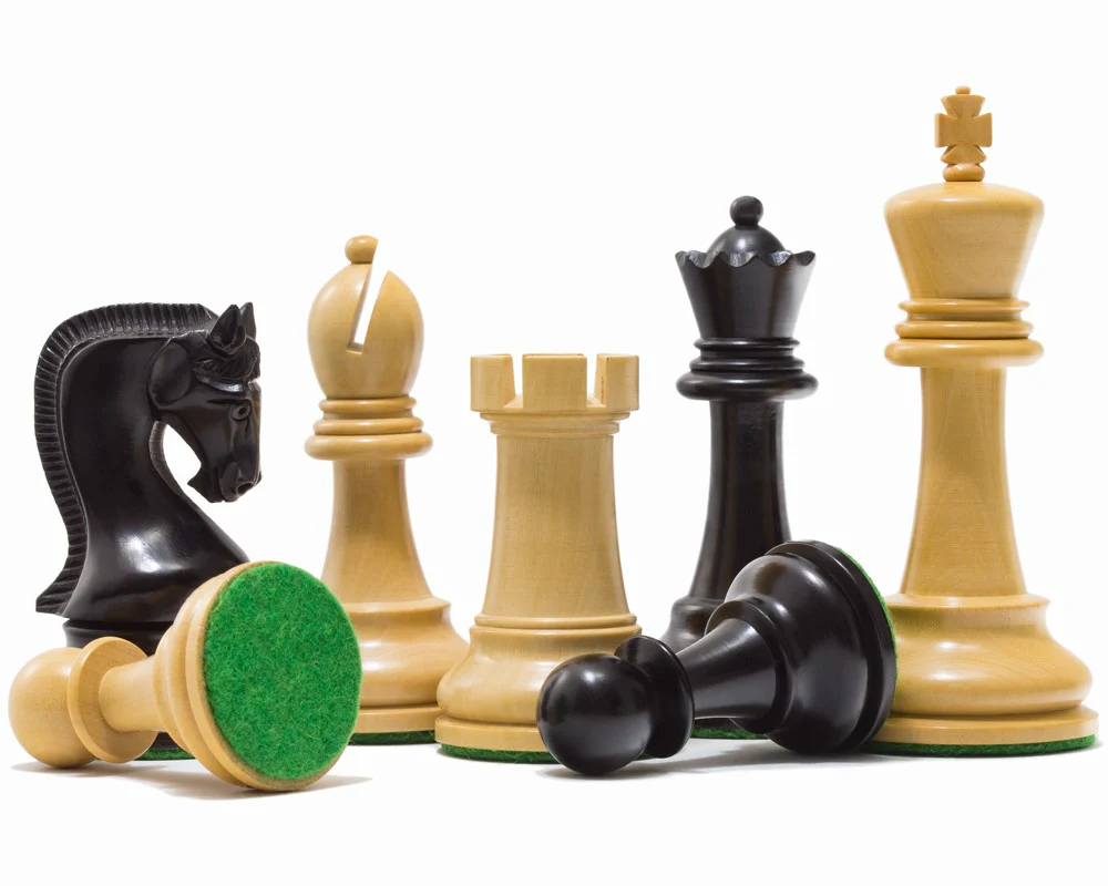 4" Leningrad Staunton Boxwood & Black Chess Pieces - Image 8