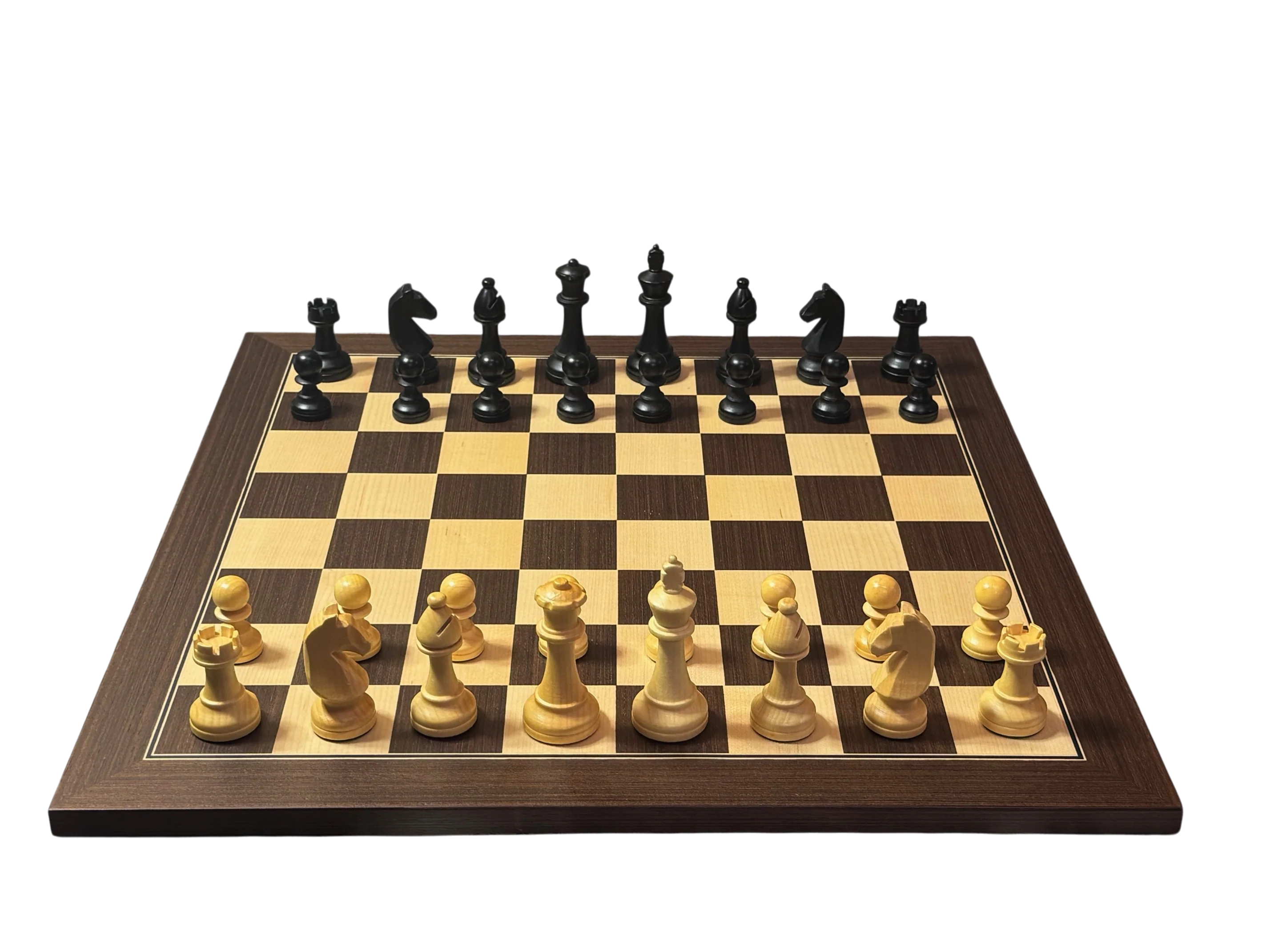 World Chess Style Anegre Pieces, Ebony Maple Deluxe Chess board, Vinly Box - Image 2