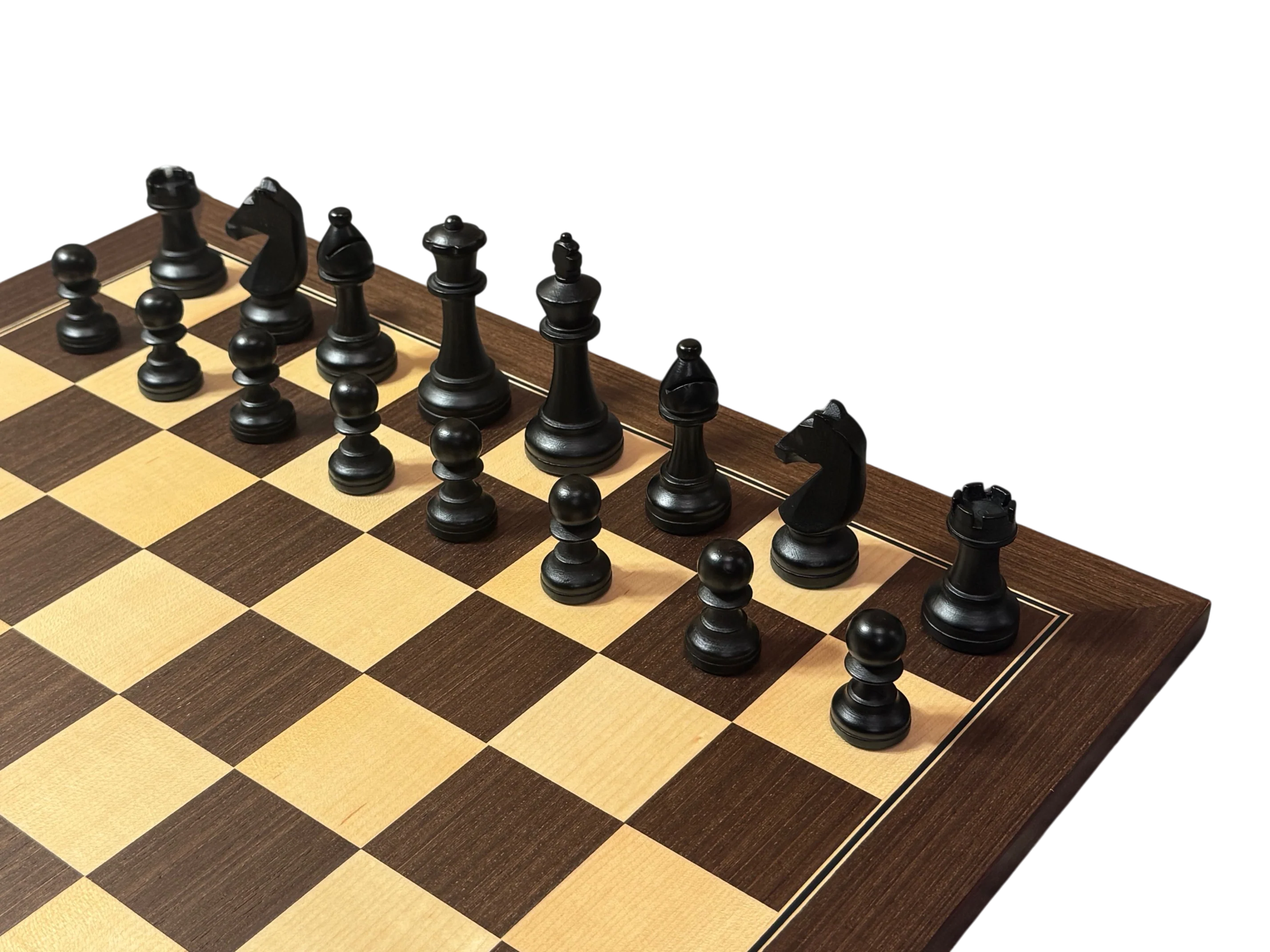 World Chess Style Anegre Pieces, Ebony Maple Deluxe Chess board, Vinly Box - Image 4