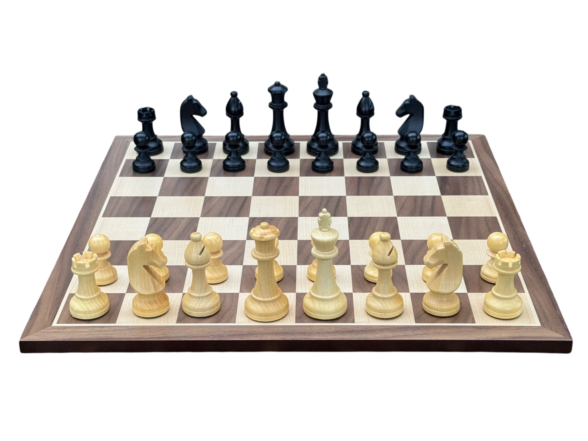 World Chess Style Anegre Pieces, Walnut Board and Vinyl Box - Image 2