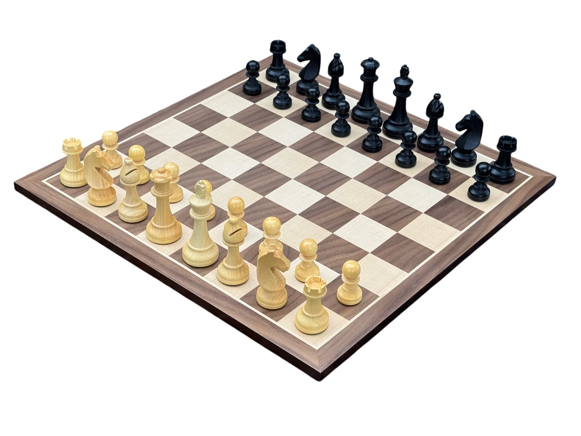 World Chess Style Anegre Pieces, Walnut Board and Vinyl Box - Image 3