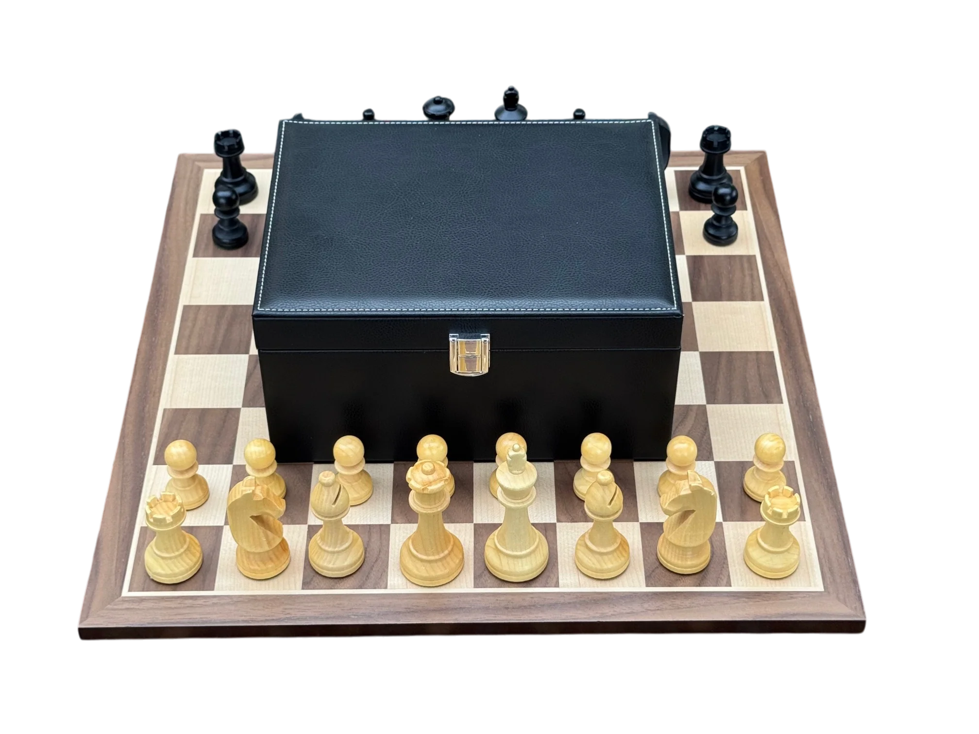 World Chess Style Anegre Pieces, Walnut Board and Vinyl Box - Image 8